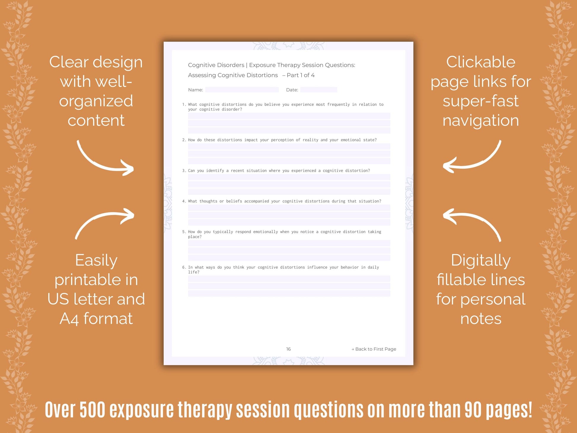Cognitive Disorders Exposure Therapy Counseling Templates