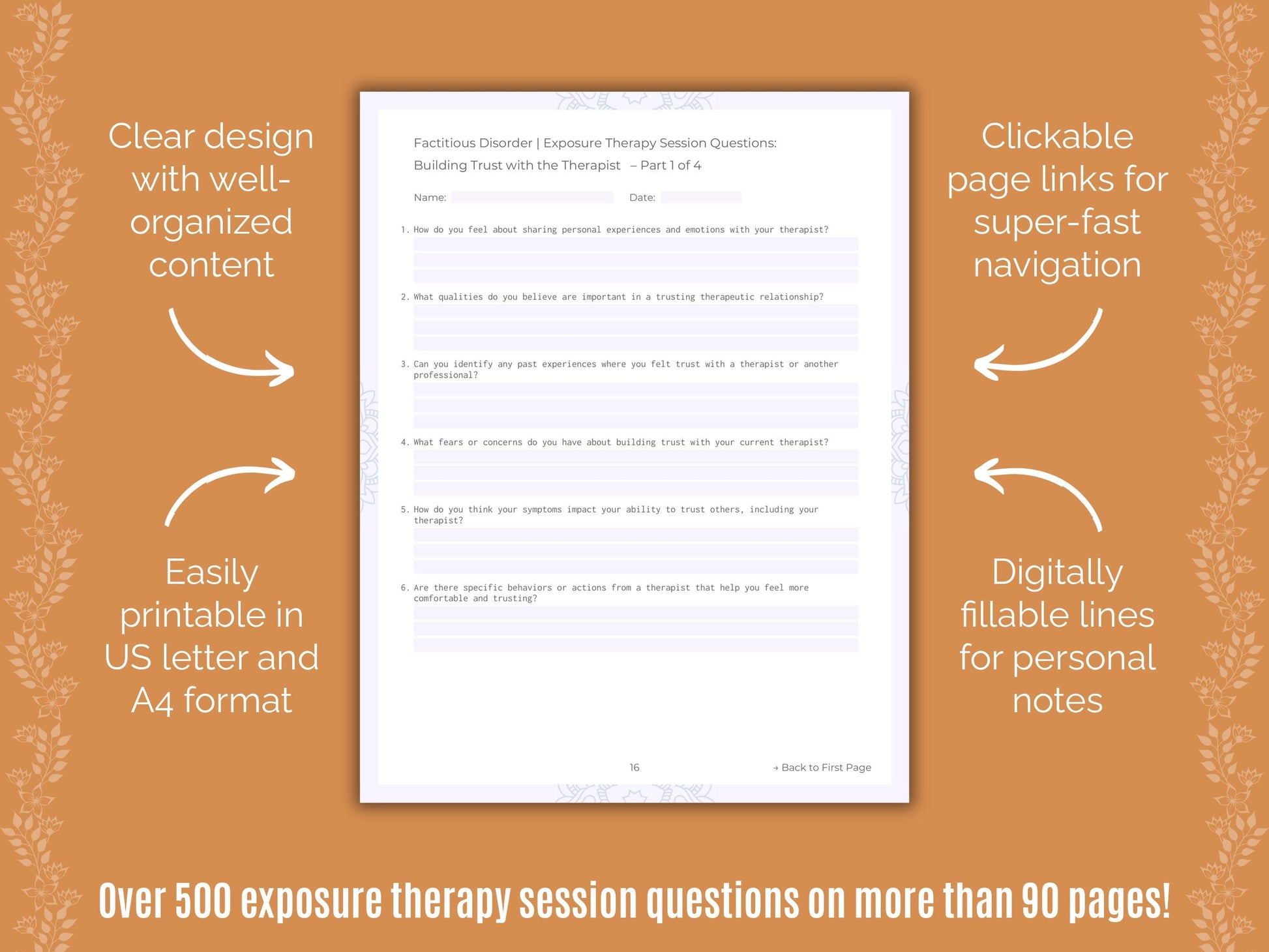 Factitious Disorder Exposure Therapy Counseling Templates