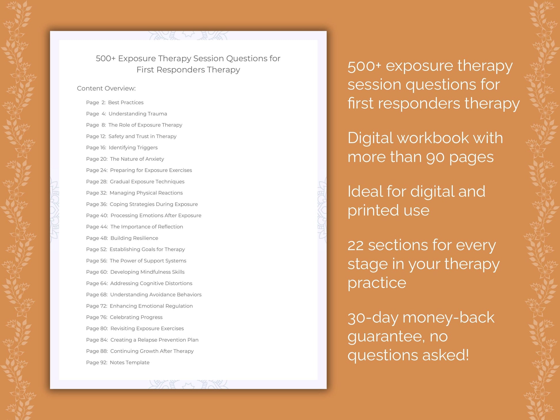 First Responders Exposure Therapy Therapist Worksheets
