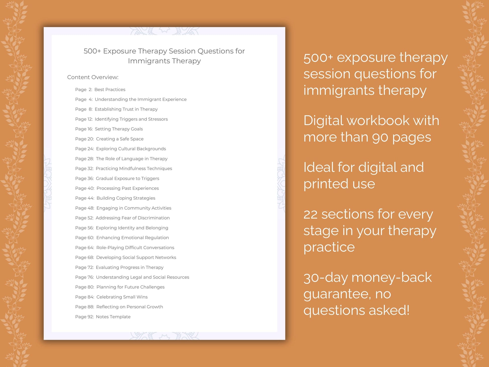 Immigrants Exposure Therapy Therapist Worksheets