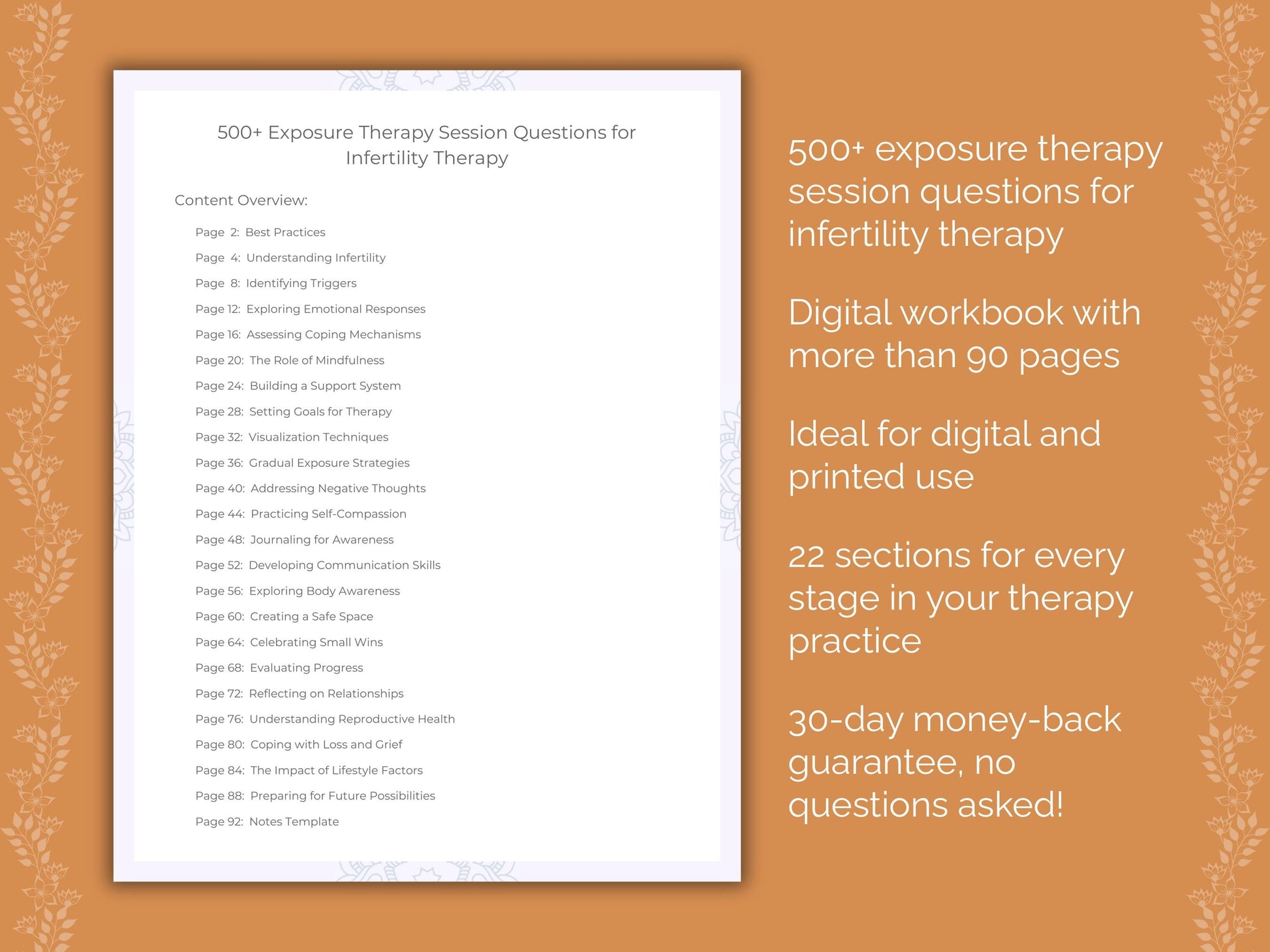 Infertility Exposure Therapy Therapist Worksheets