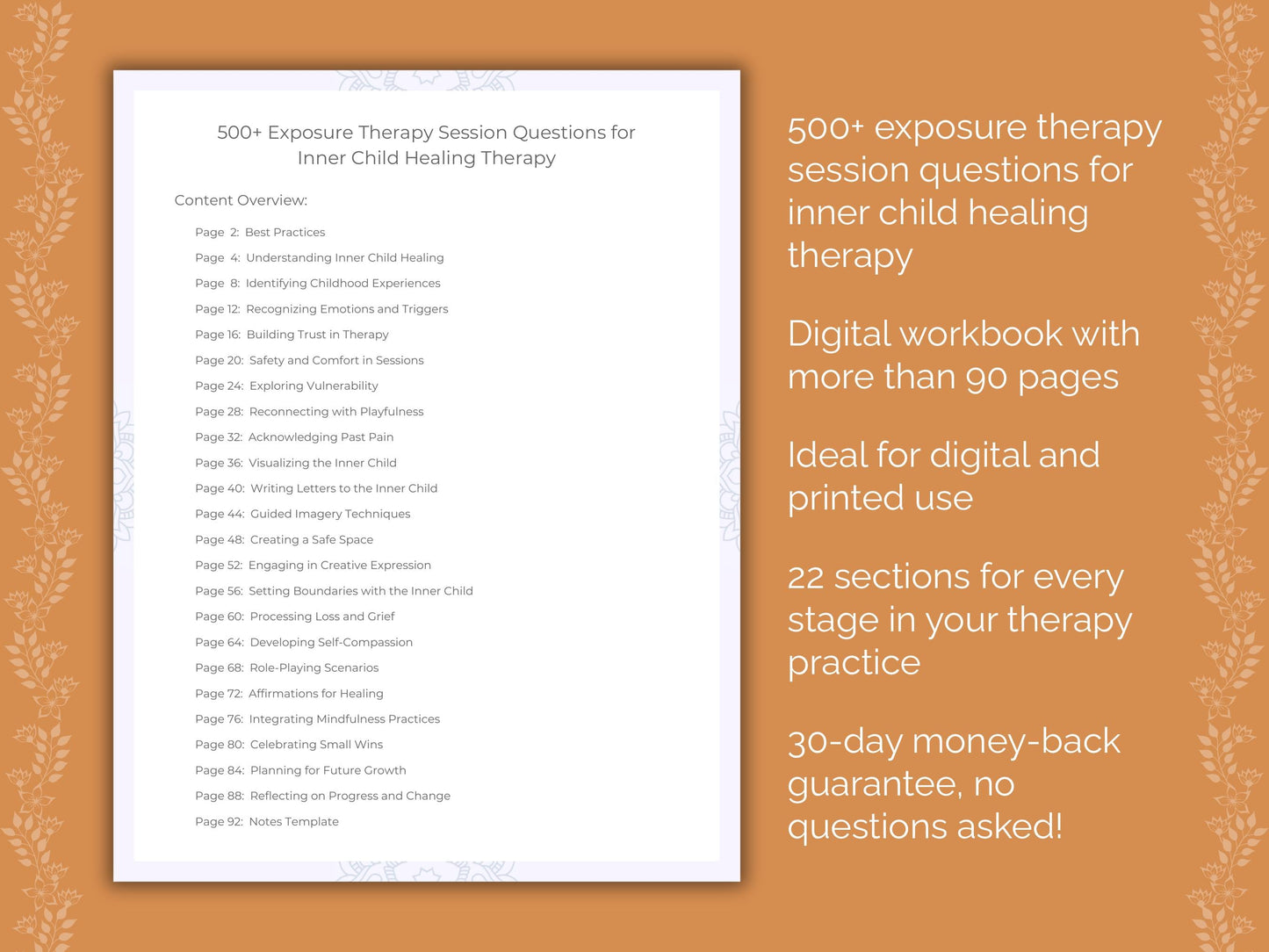 Inner Child Healing Exposure Therapy Therapist Worksheets