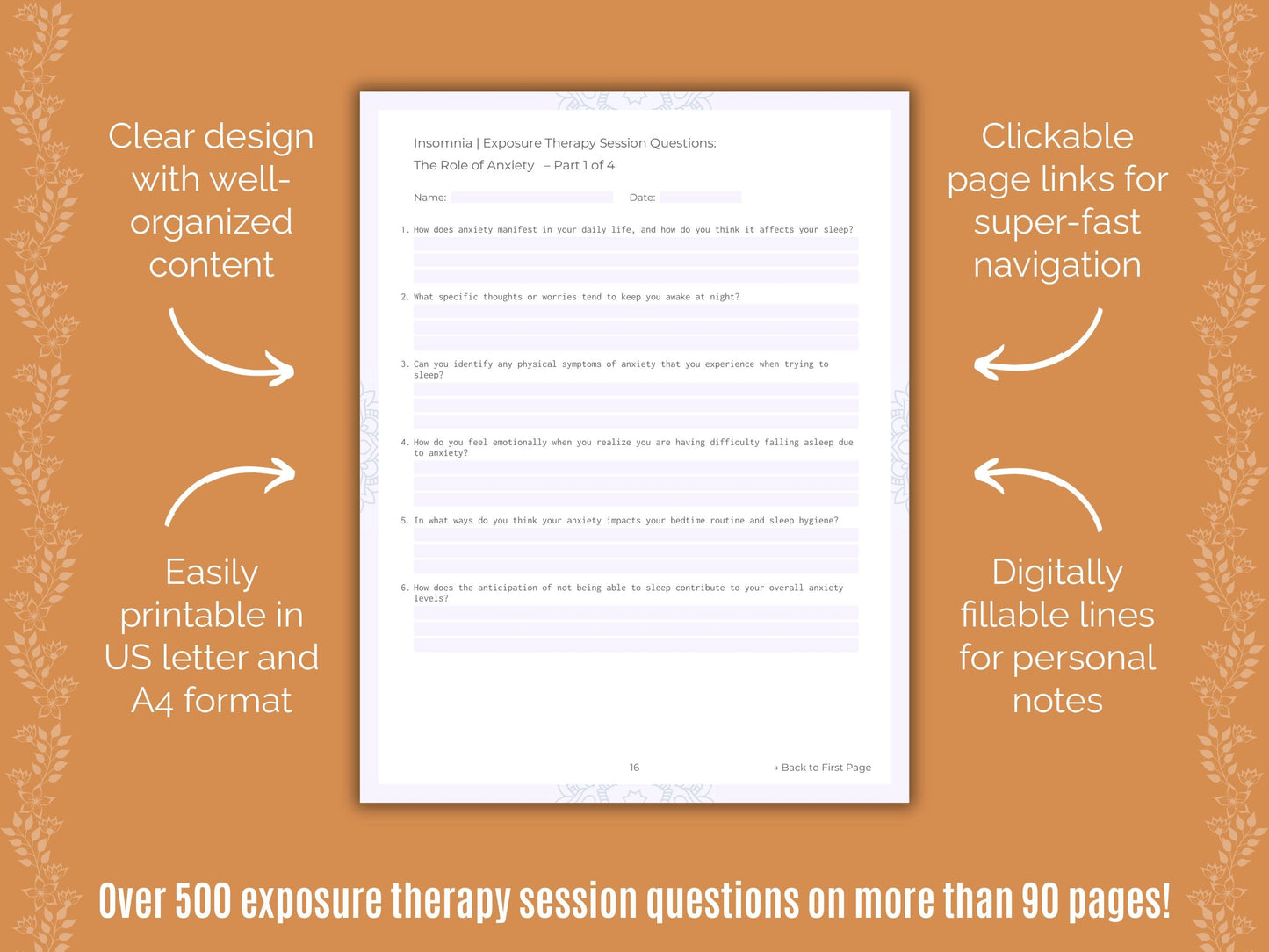 Insomnia Exposure Therapy Counseling Templates