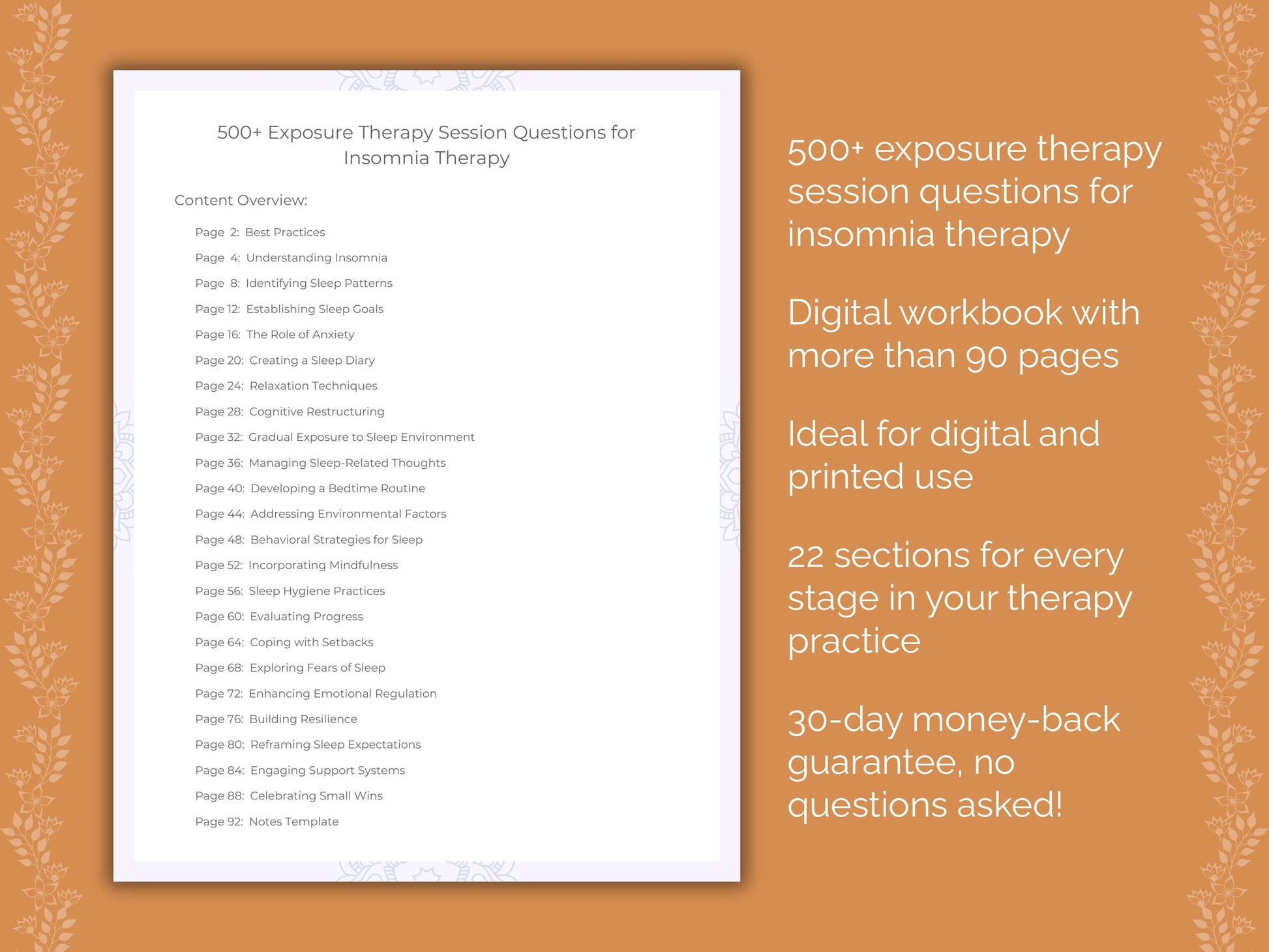 Insomnia Exposure Therapy Therapist Worksheets