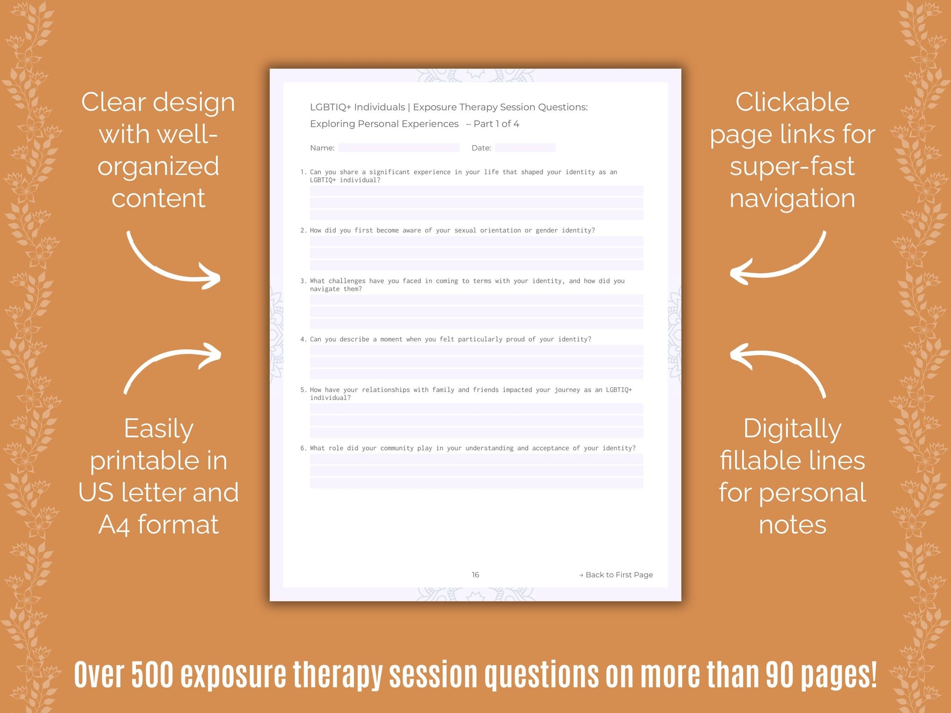 LGBTIQ+ Individuals Exposure Therapy Counseling Templates