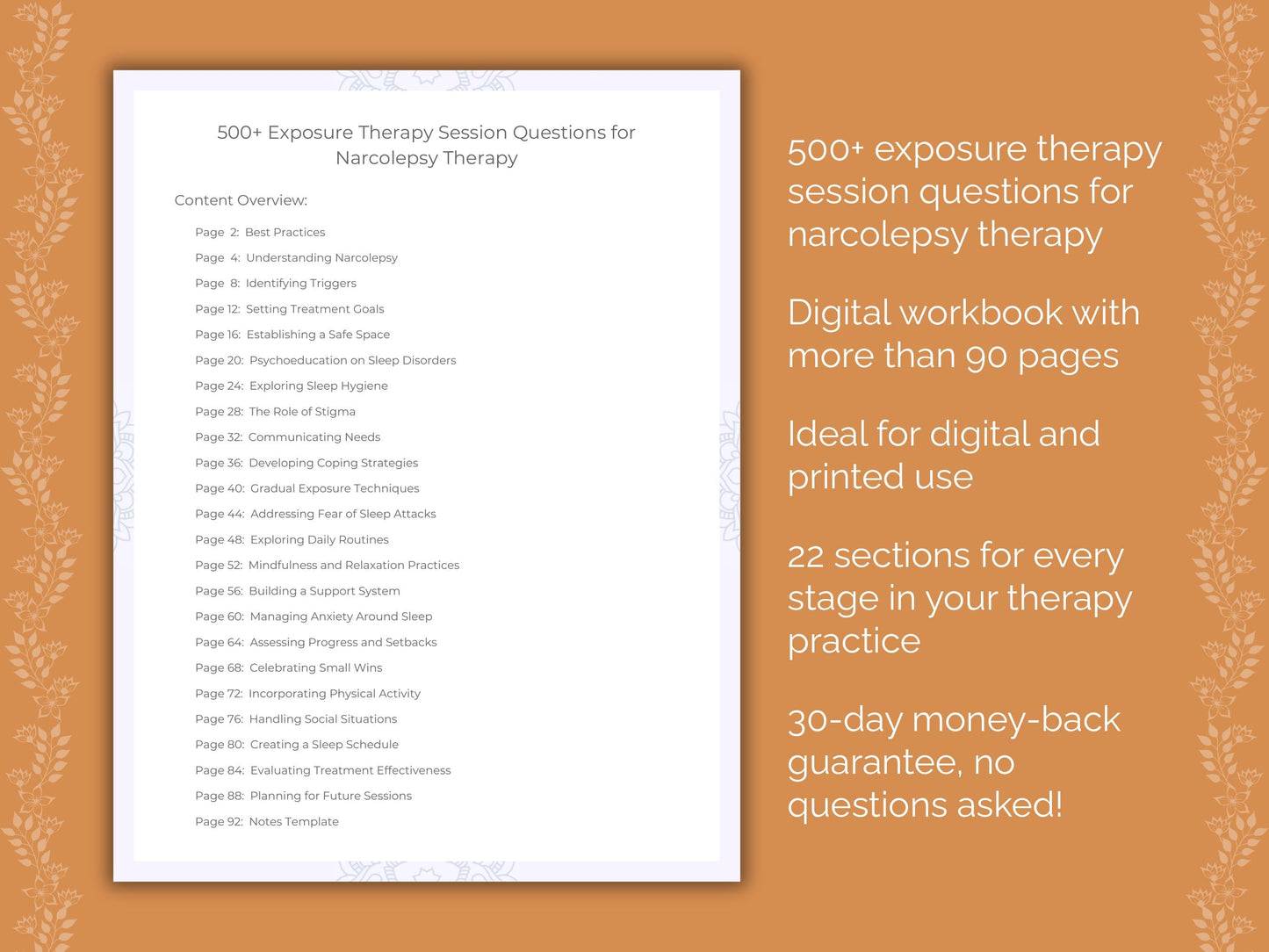 Narcolepsy Exposure Therapy Therapist Worksheets