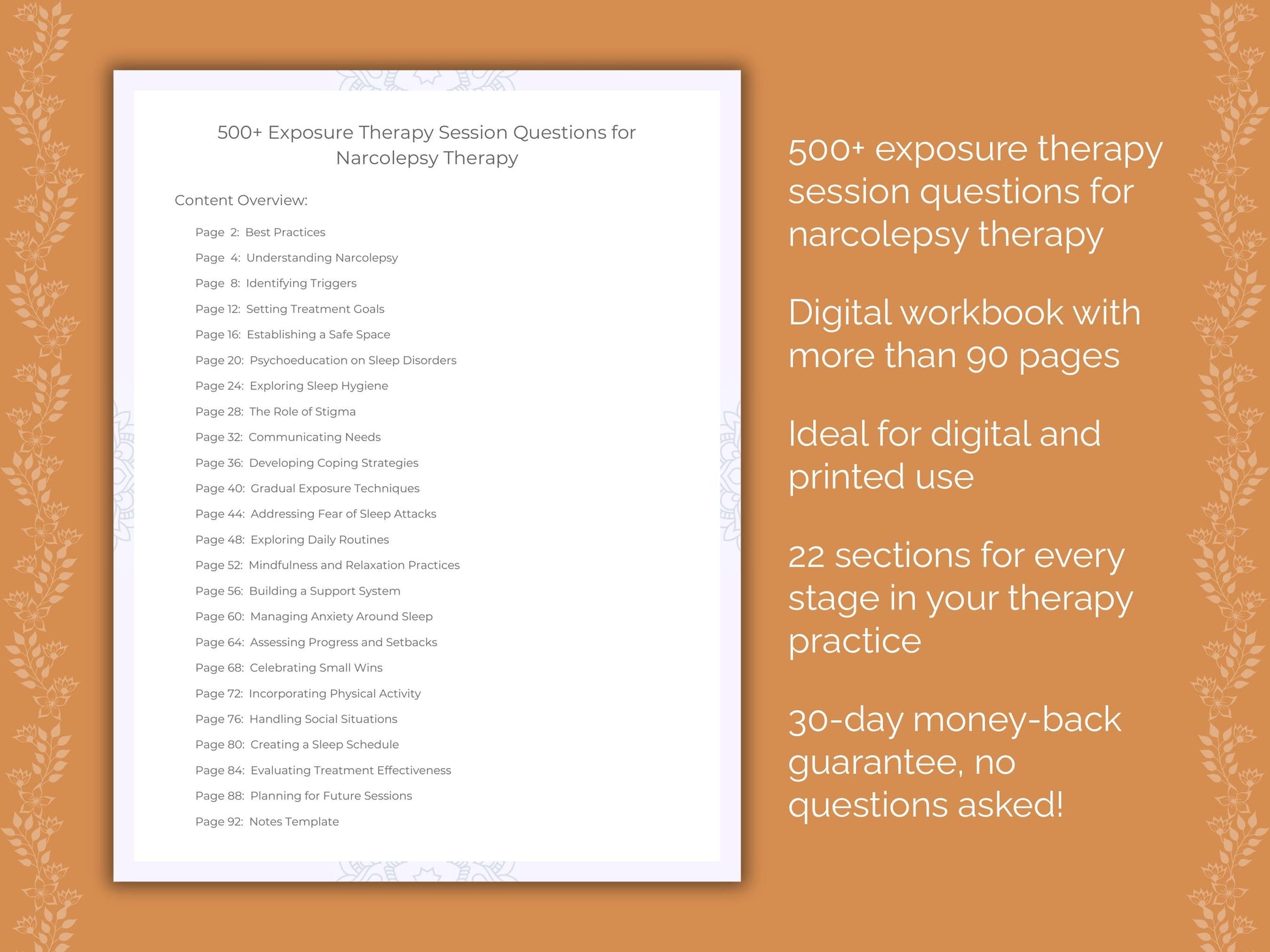 Narcolepsy Exposure Therapy Therapist Worksheets