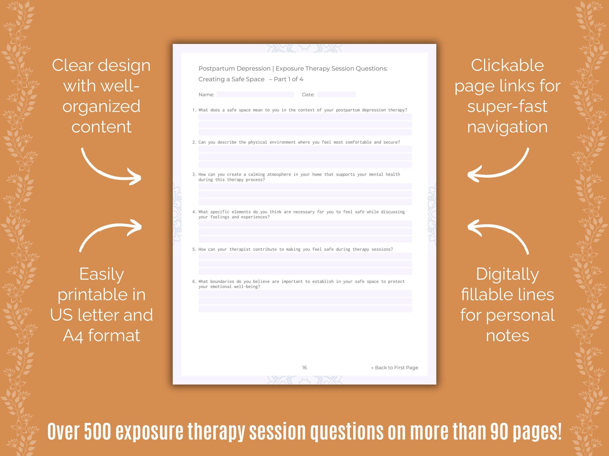 Postpartum Depression Exposure Therapy Counseling Templates