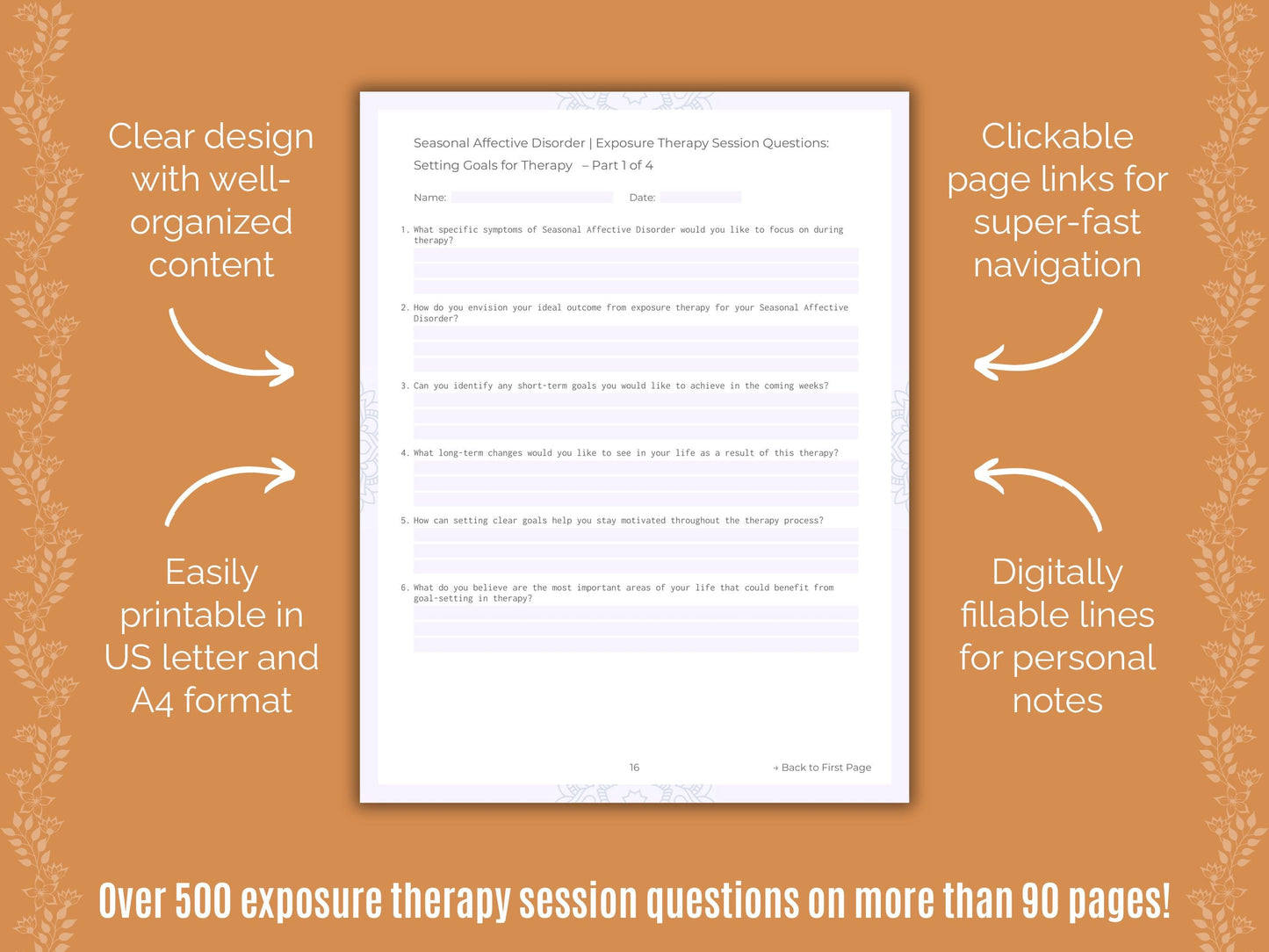 Seasonal Affective Disorder Exposure Therapy Counseling Templates