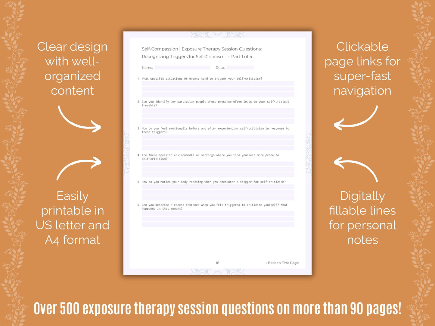 Self-Compassion Exposure Therapy Counseling Templates