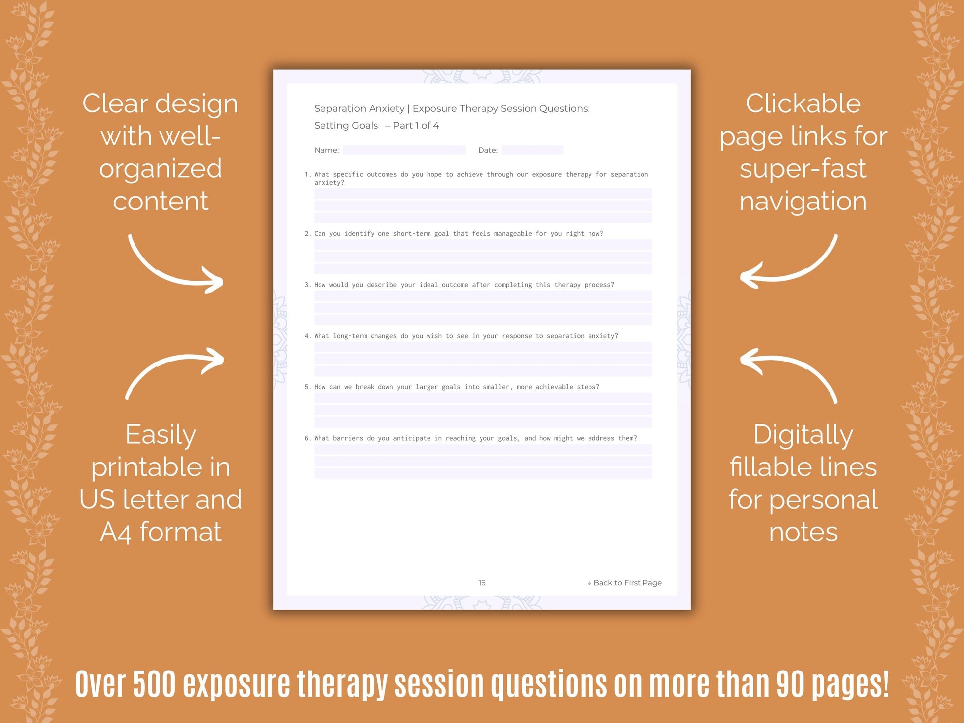 Separation Anxiety Exposure Therapy Counseling Templates