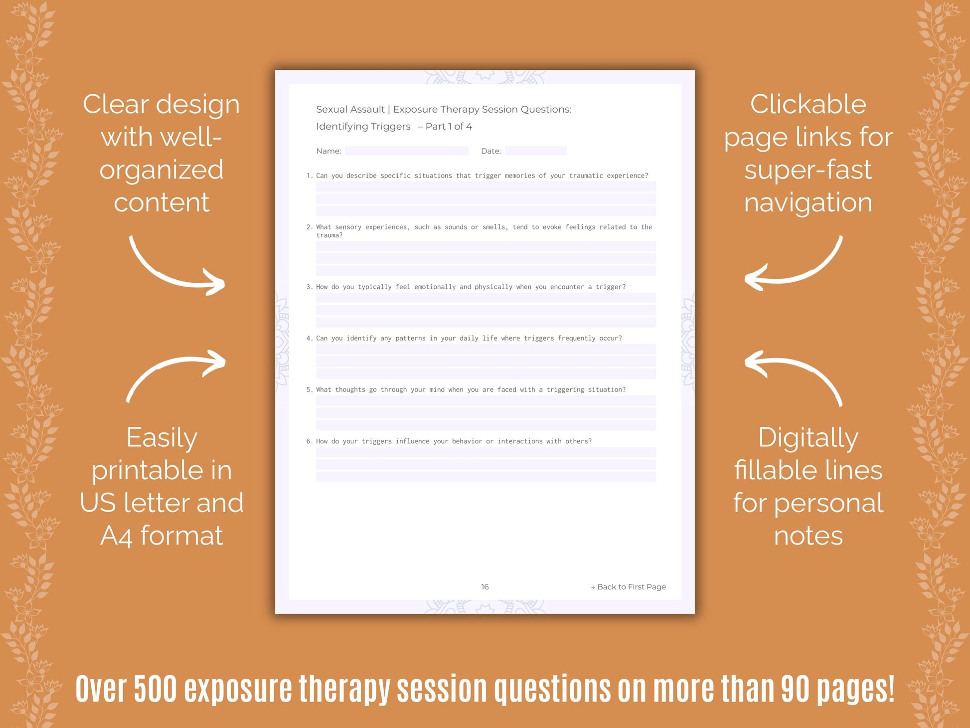 Sexual Assault Exposure Therapy Counseling Templates