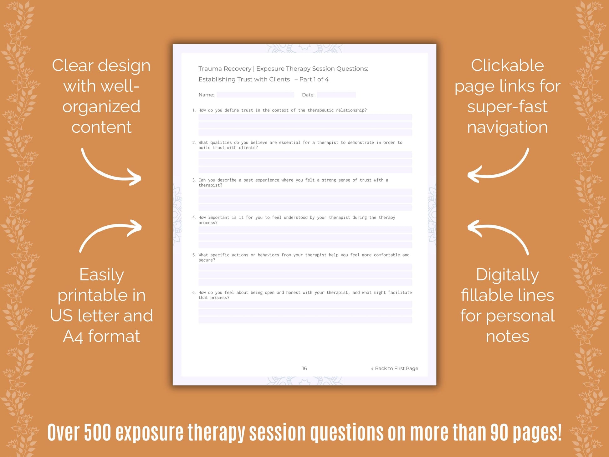 Trauma Recovery Exposure Therapy Counseling Templates