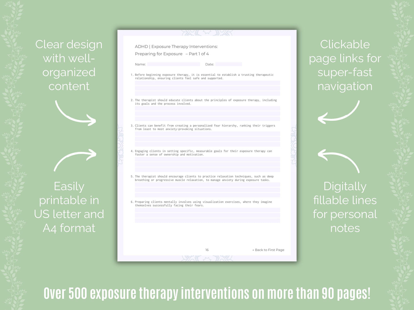 ADHD Exposure Therapy Counseling Templates