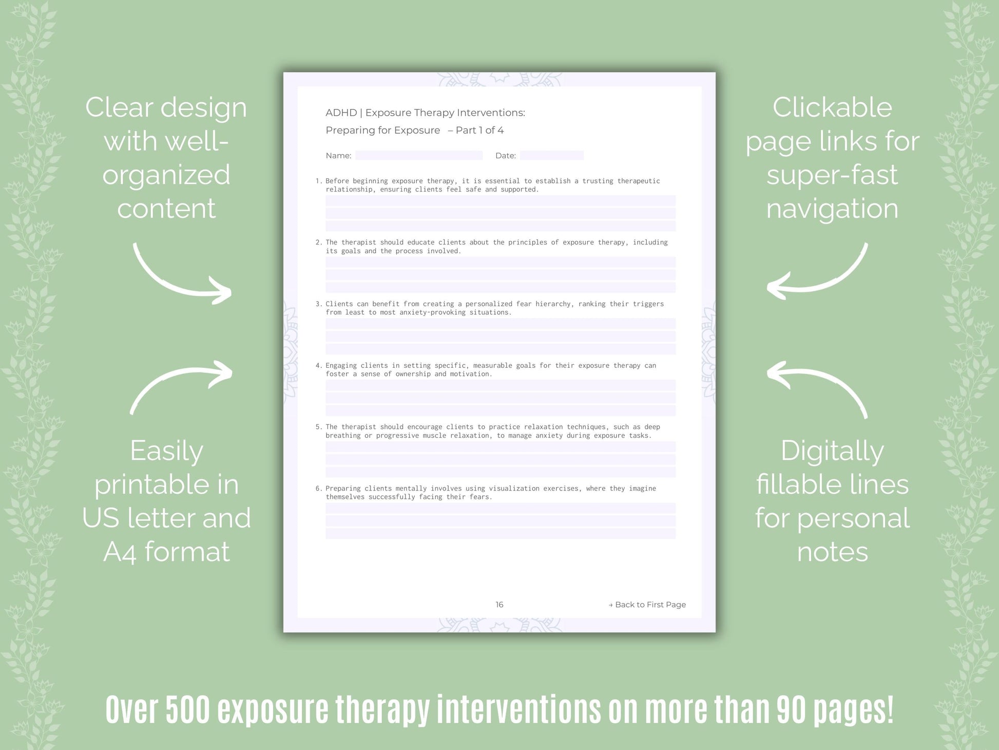 ADHD Exposure Therapy Counseling Templates
