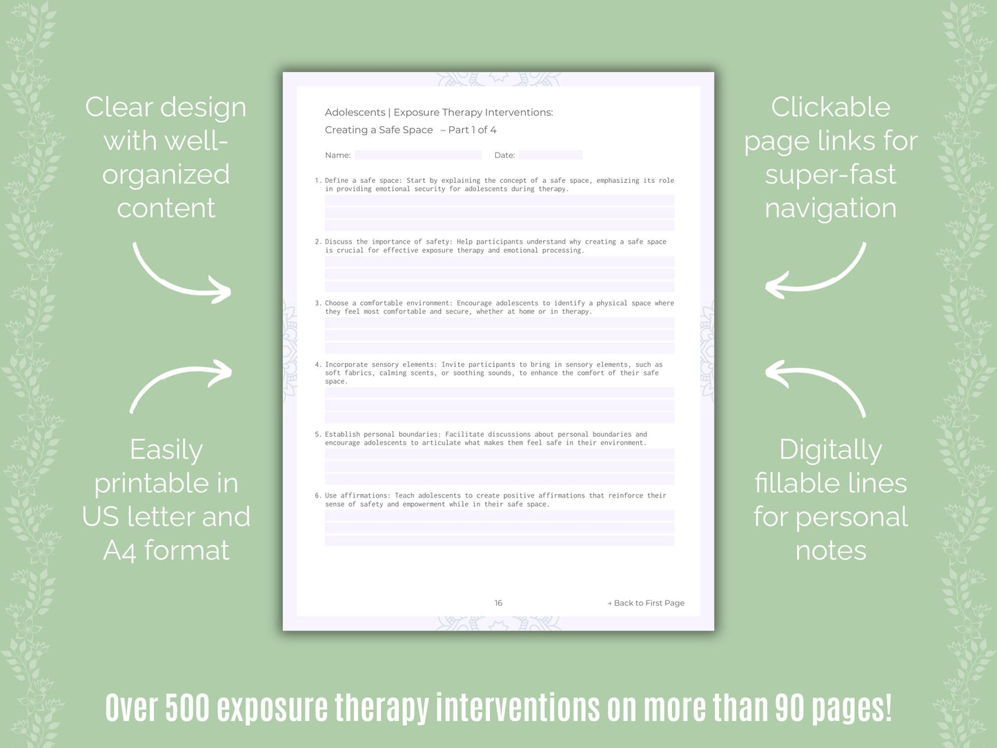 Adolescents Exposure Therapy Counseling Templates