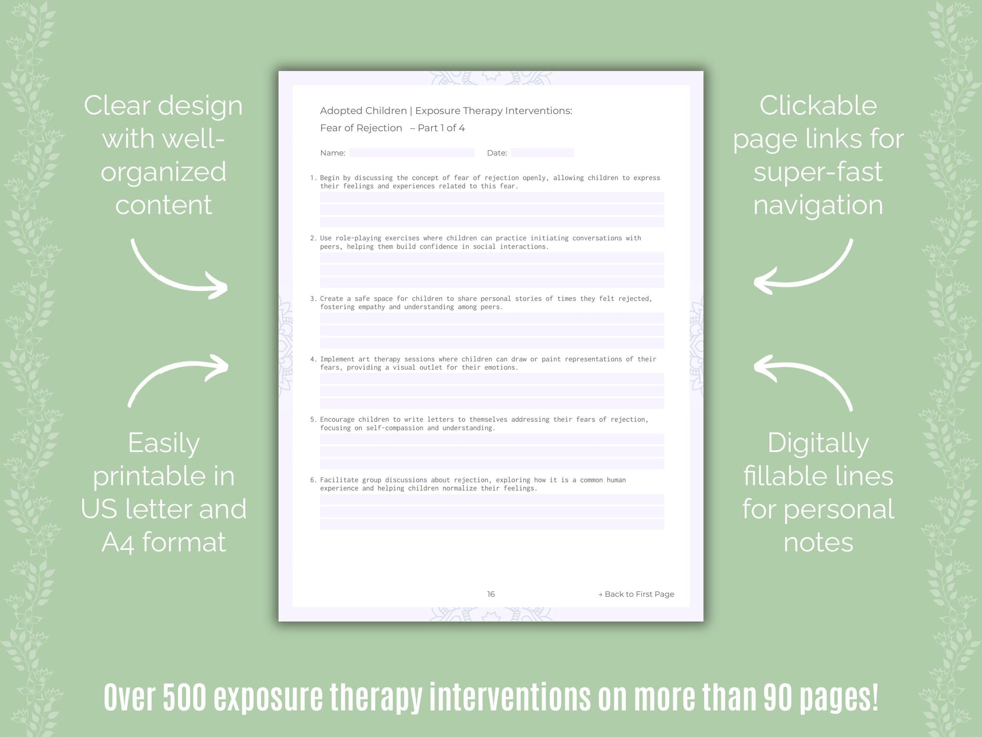 Adopted Children Exposure Therapy Counseling Templates