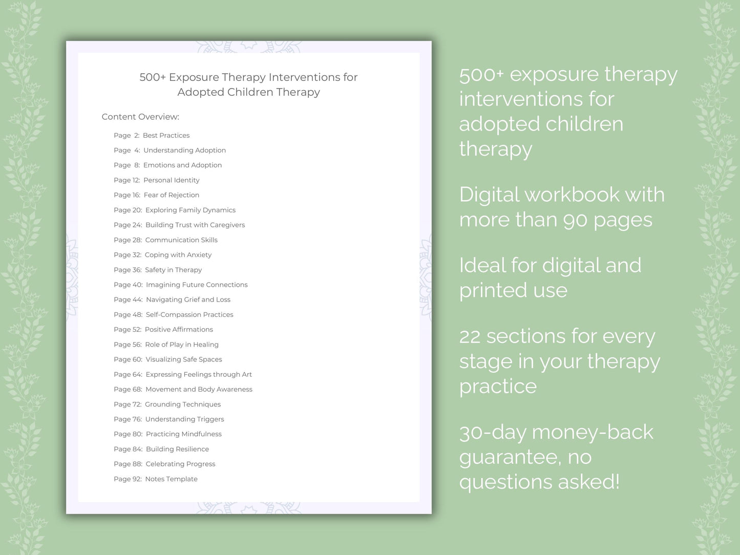 Adopted Children Exposure Therapy Therapist Worksheets