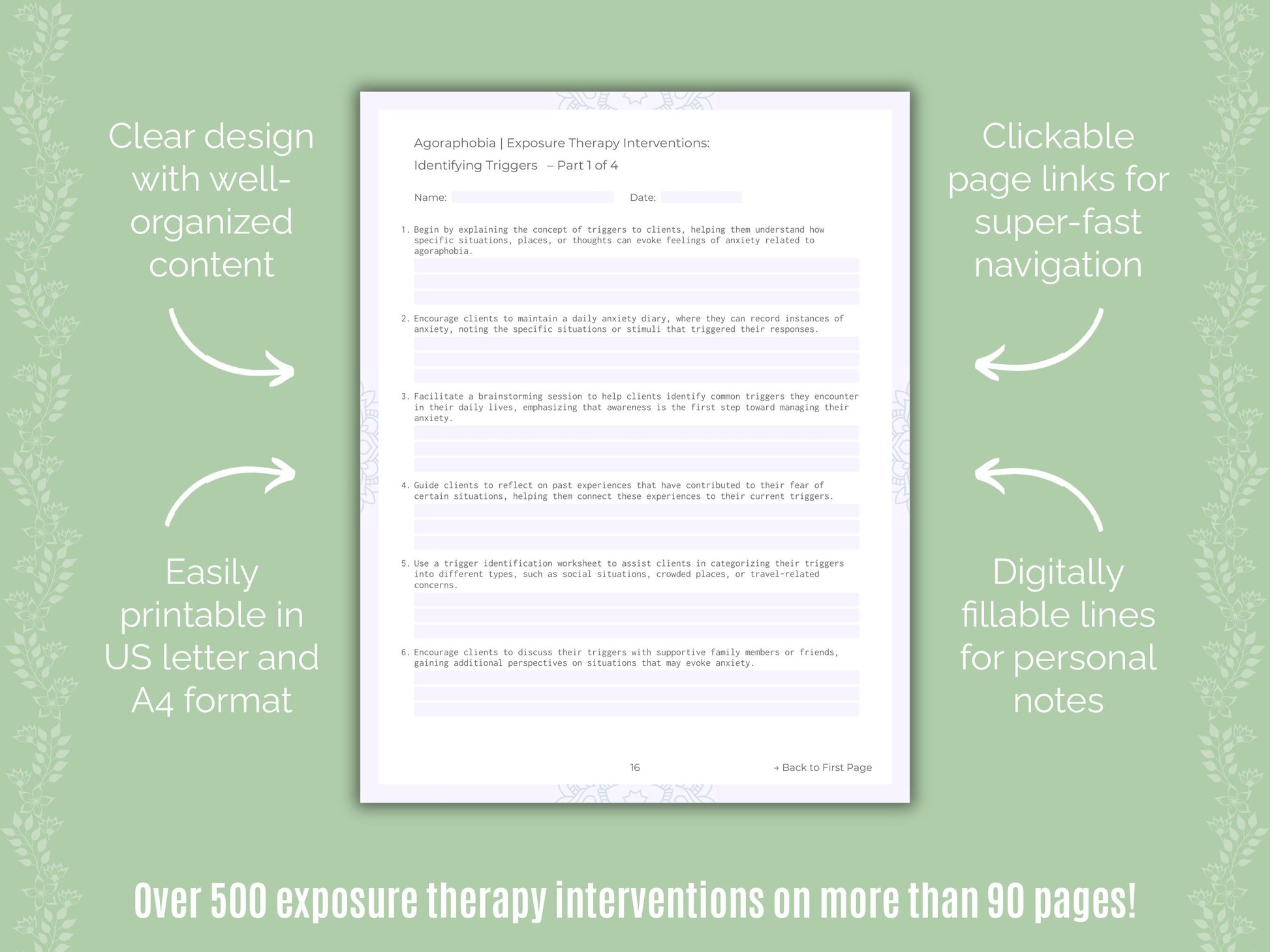 Agoraphobia Exposure Therapy Counseling Templates
