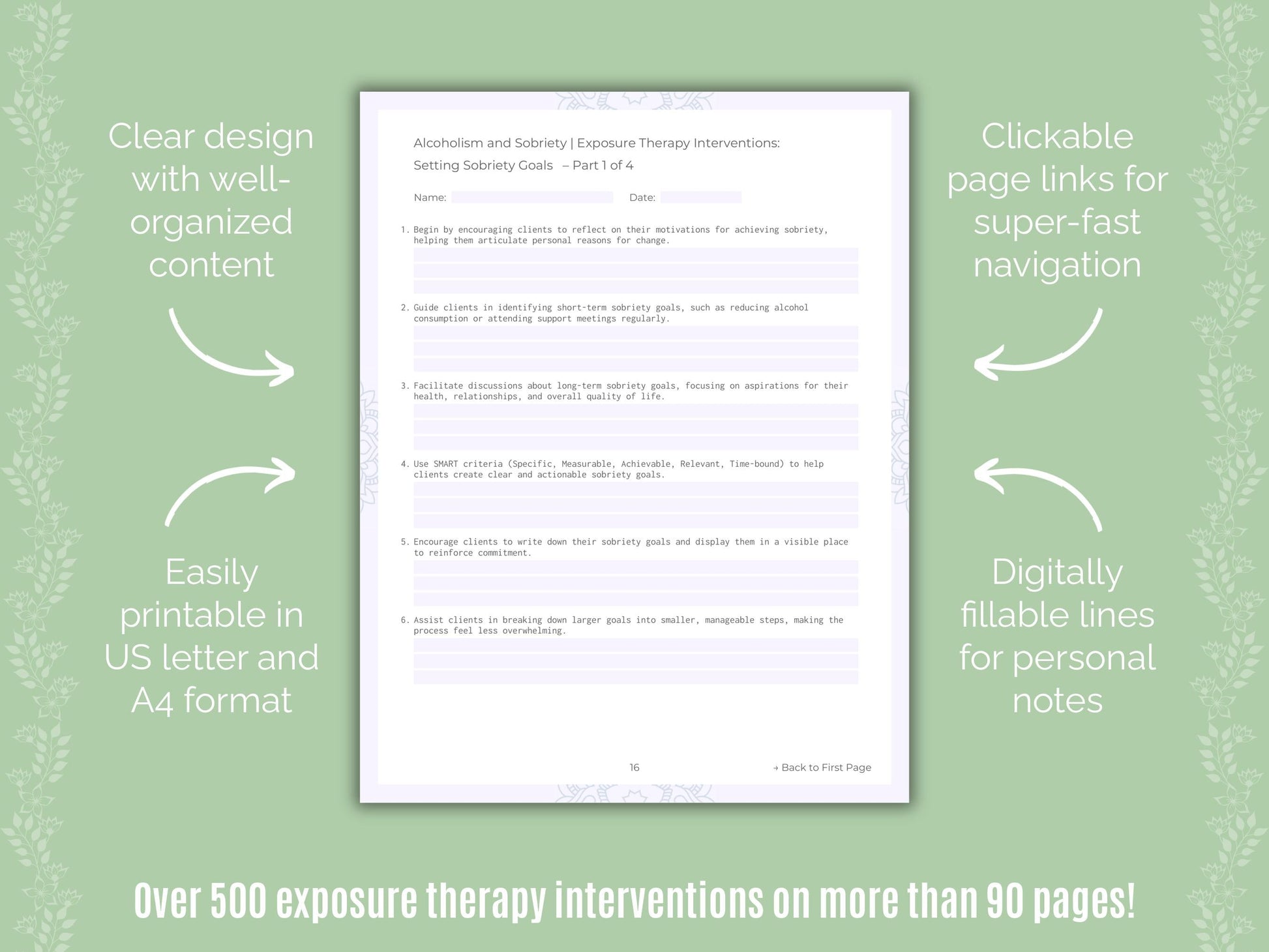 Alcoholism and Sobriety Exposure Therapy Counseling Templates