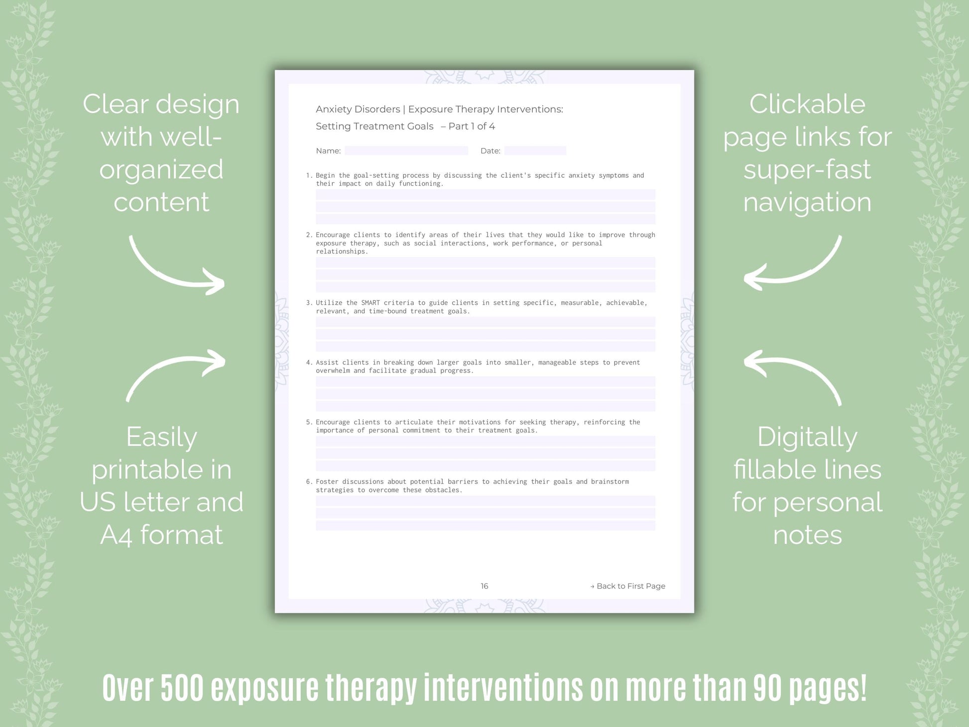 Anxiety Disorders Exposure Therapy Counseling Templates