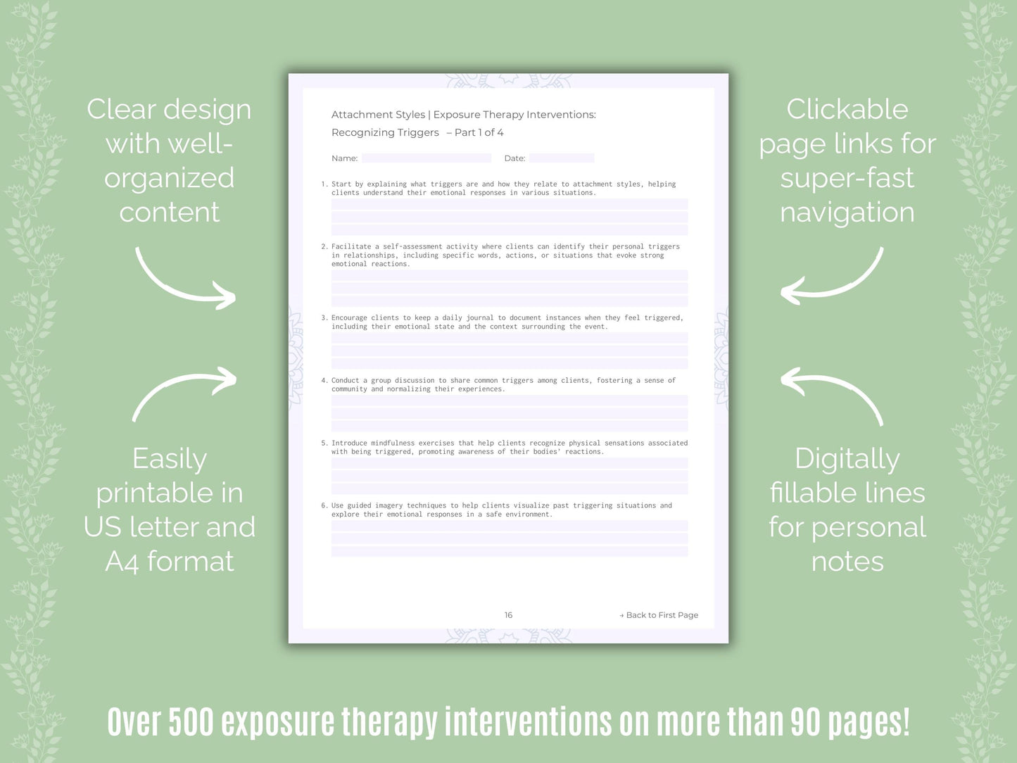 Attachment Styles Exposure Therapy Counseling Templates