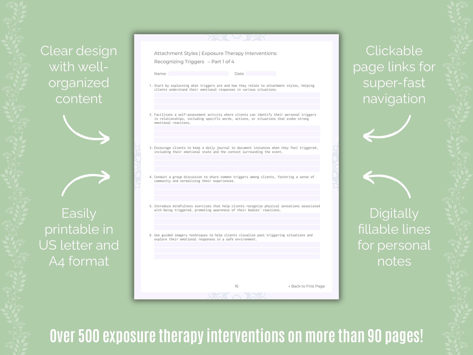 Attachment Styles Exposure Therapy Counseling Templates