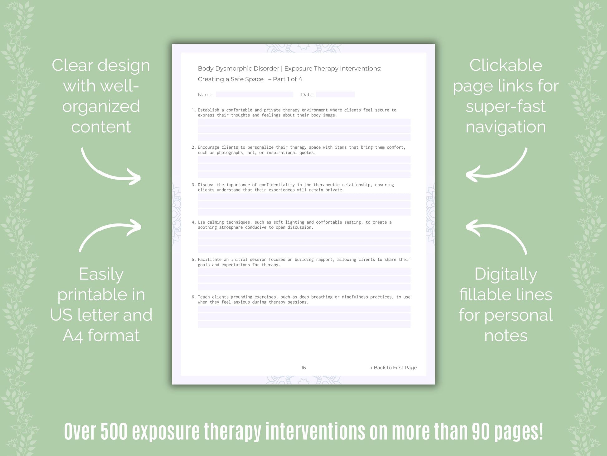 Body Dysmorphic Disorder (BDD) Exposure Therapy Counseling Templates