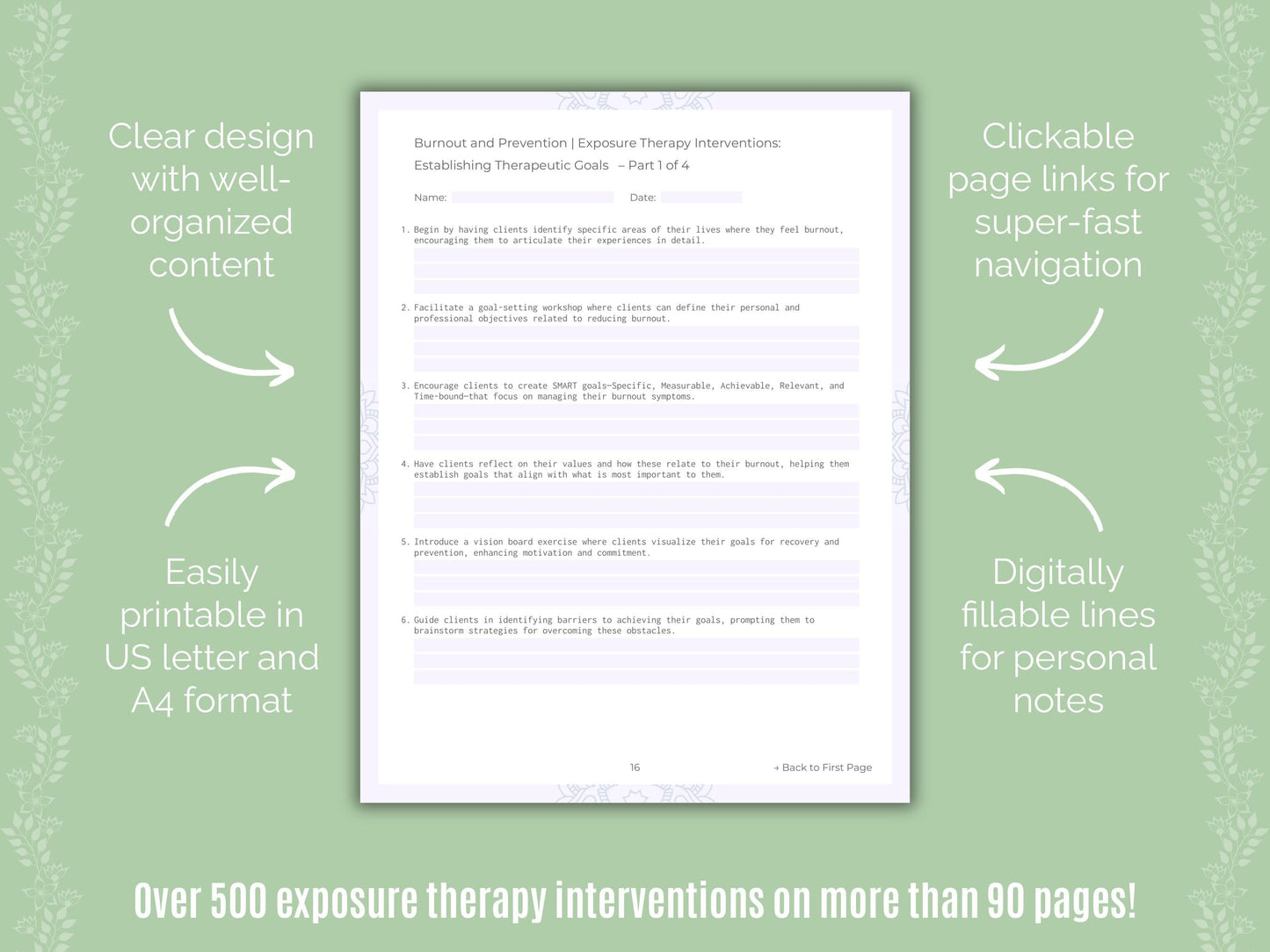 Burnout and Prevention Exposure Therapy Counseling Templates