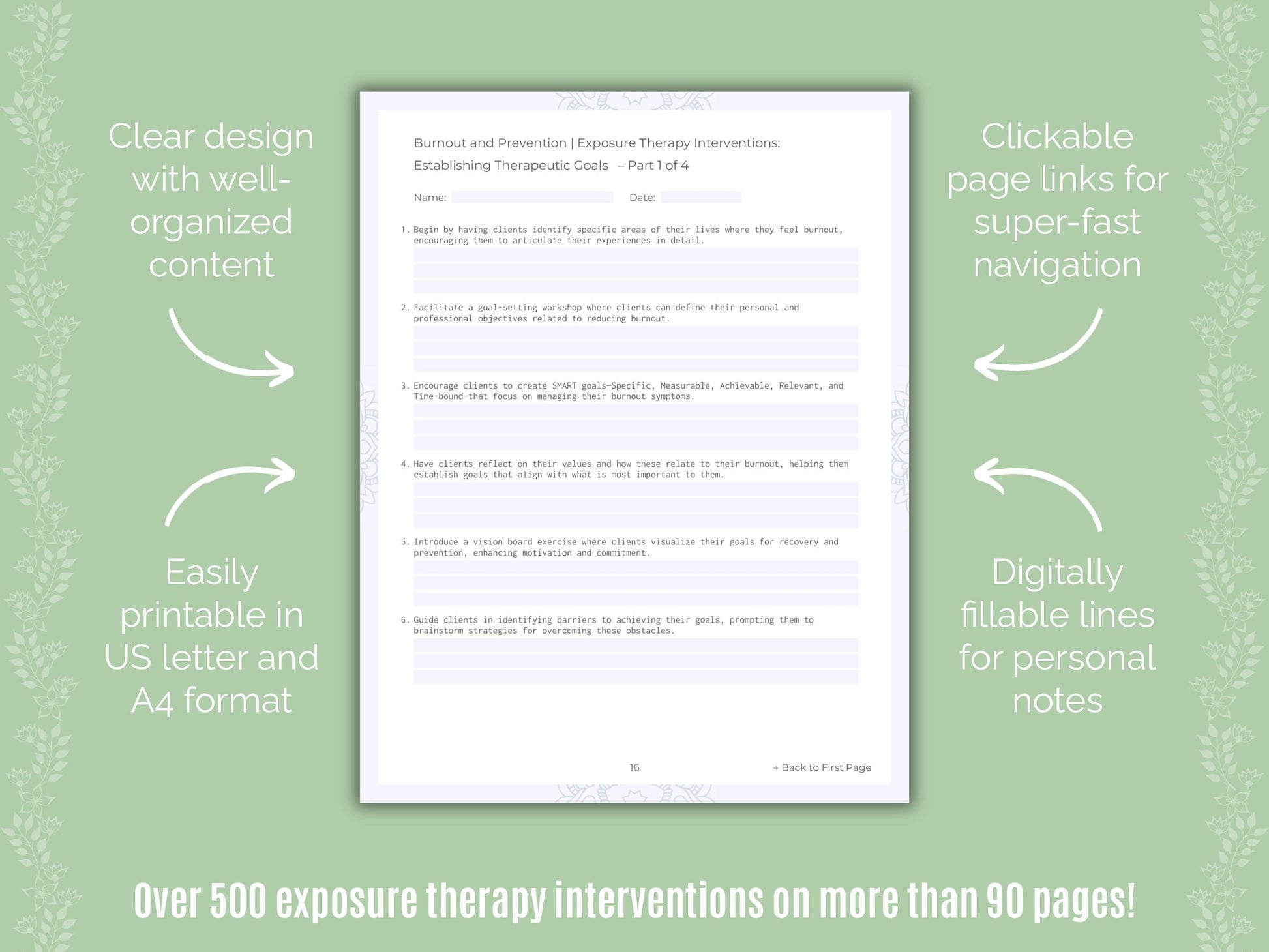 Burnout and Prevention Exposure Therapy Counseling Templates