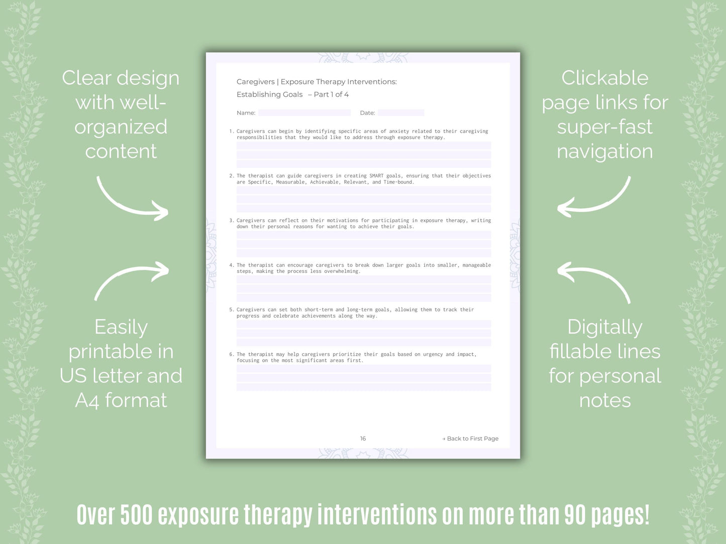 Caregivers Exposure Therapy Counseling Templates