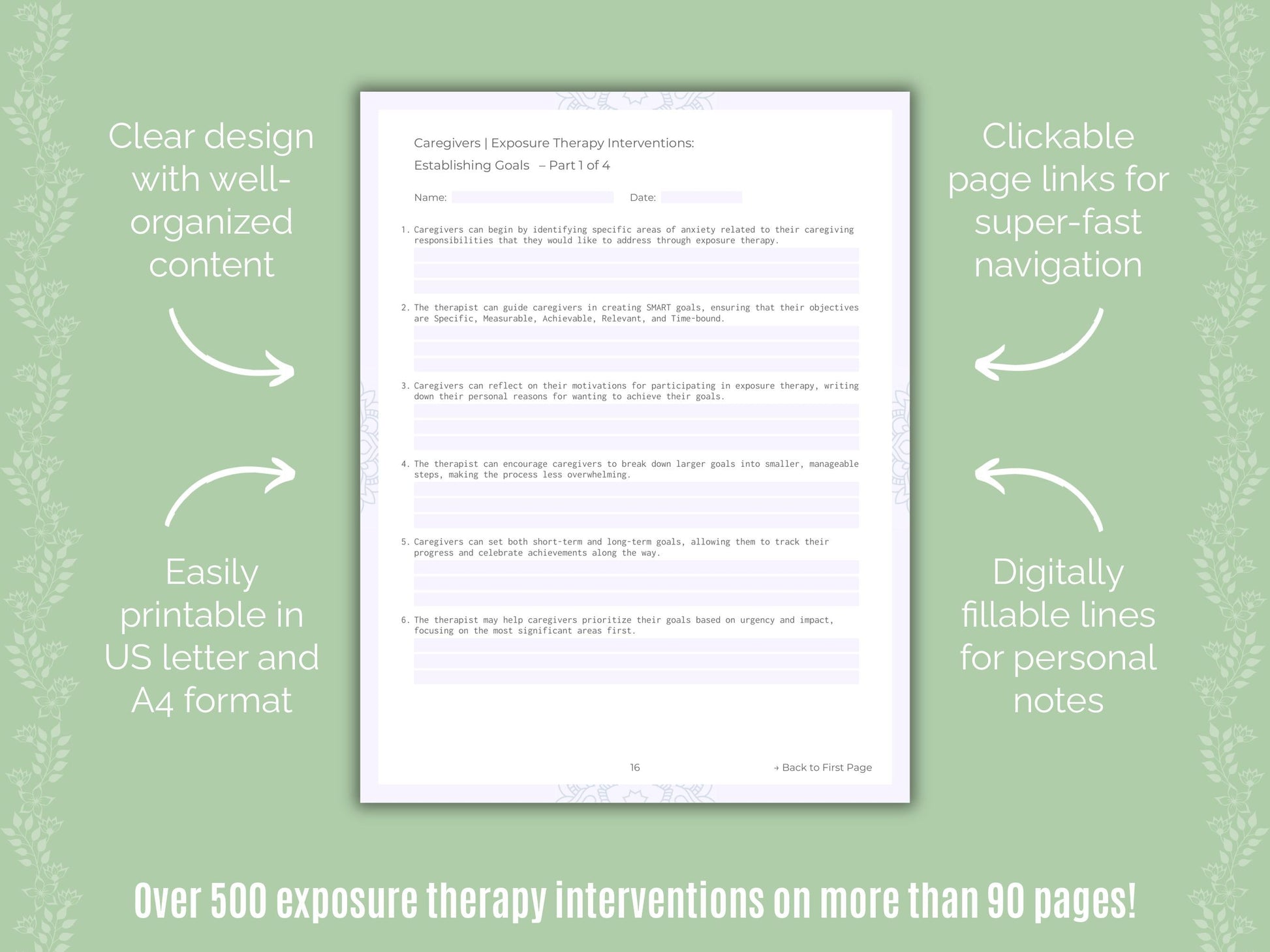 Caregivers Exposure Therapy Counseling Templates