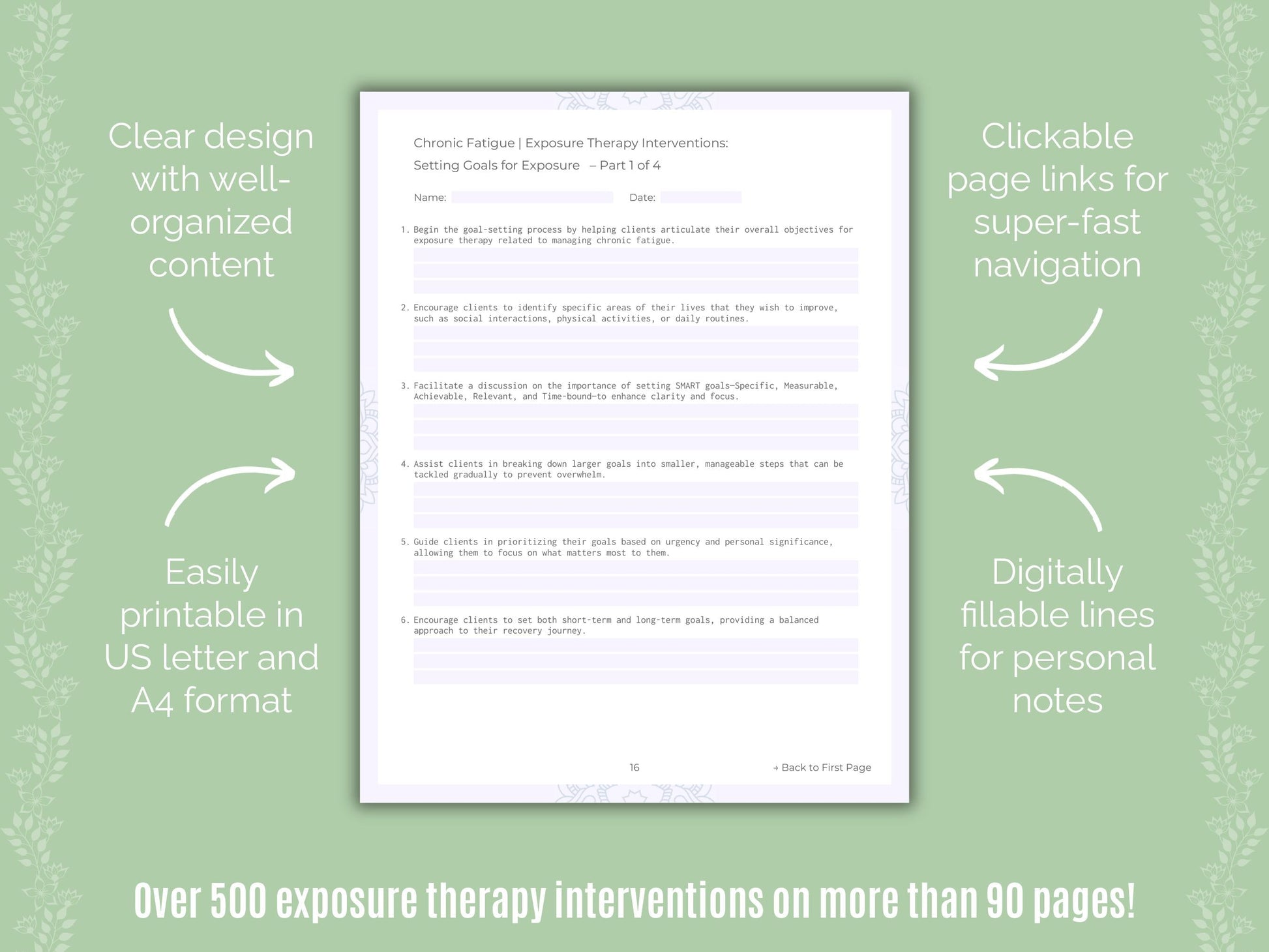 Chronic Fatigue Exposure Therapy Counseling Templates