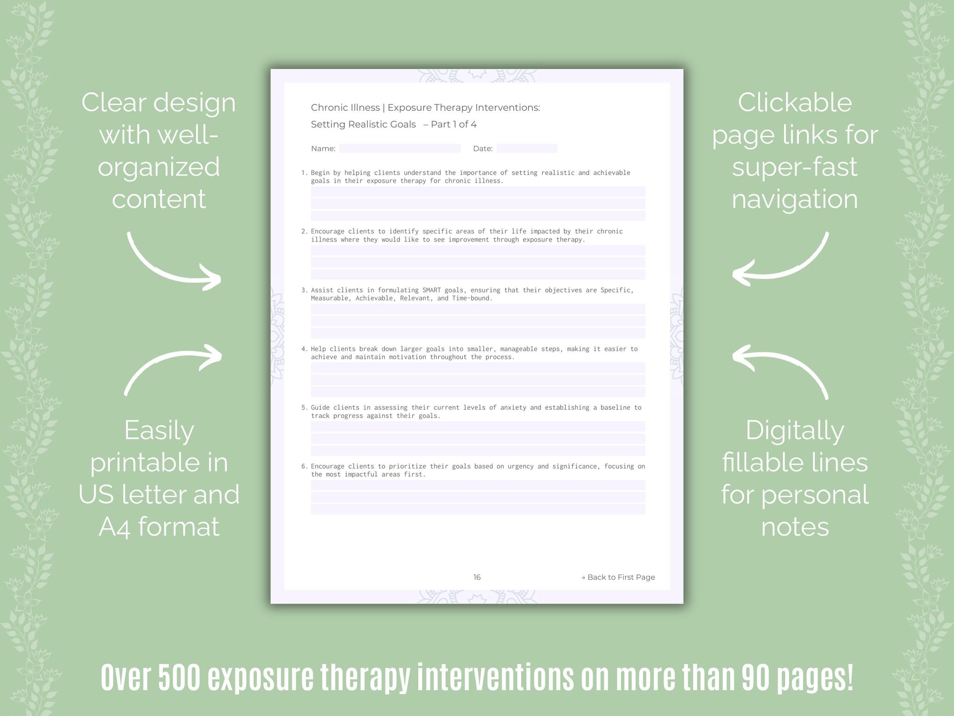 Chronic Illness Exposure Therapy Counseling Templates