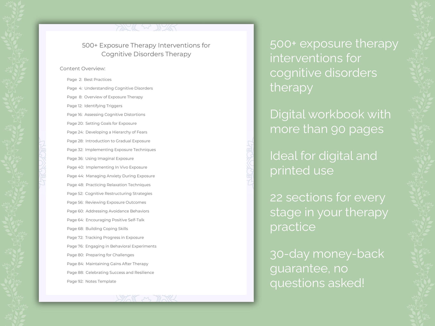 Cognitive Disorders Exposure Therapy Therapist Worksheets