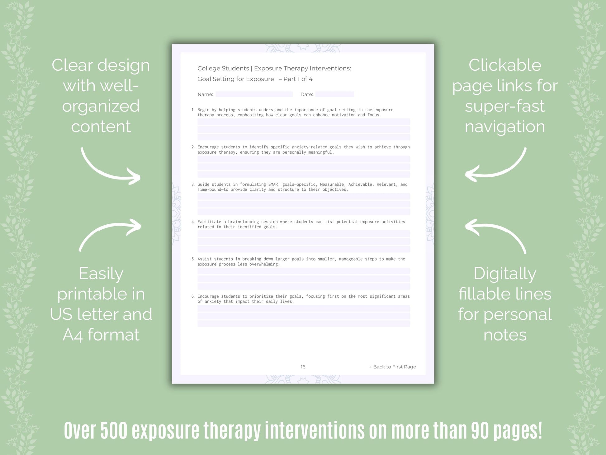 College Students Exposure Therapy Counseling Templates