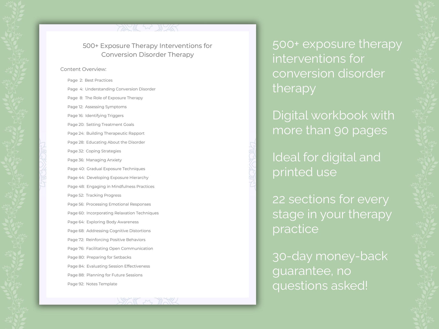 Conversion Disorder Exposure Therapy Therapist Worksheets