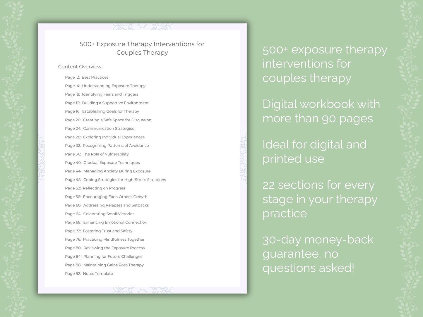 Couples Exposure Therapy Therapist Worksheets