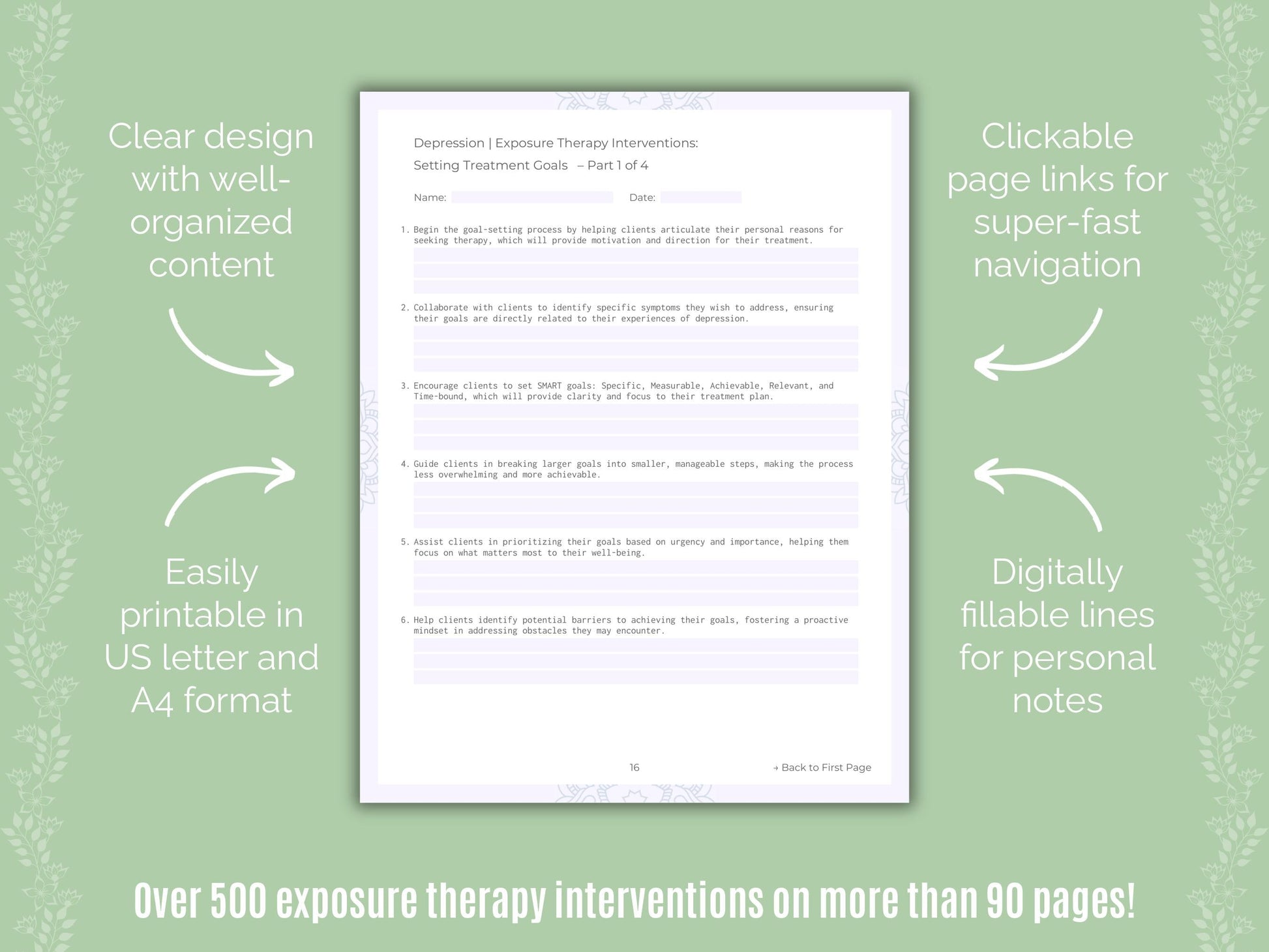 Depression Exposure Therapy Counseling Templates