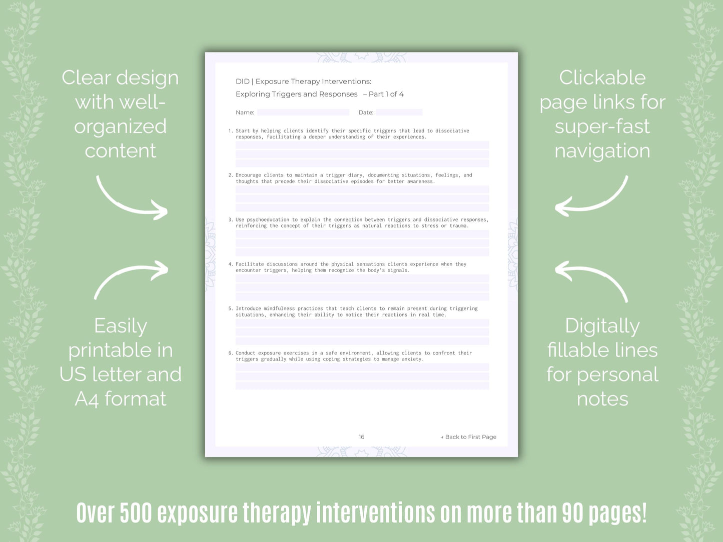 Dissociative Identity Disorder (DID) Exposure Therapy Counseling Templates