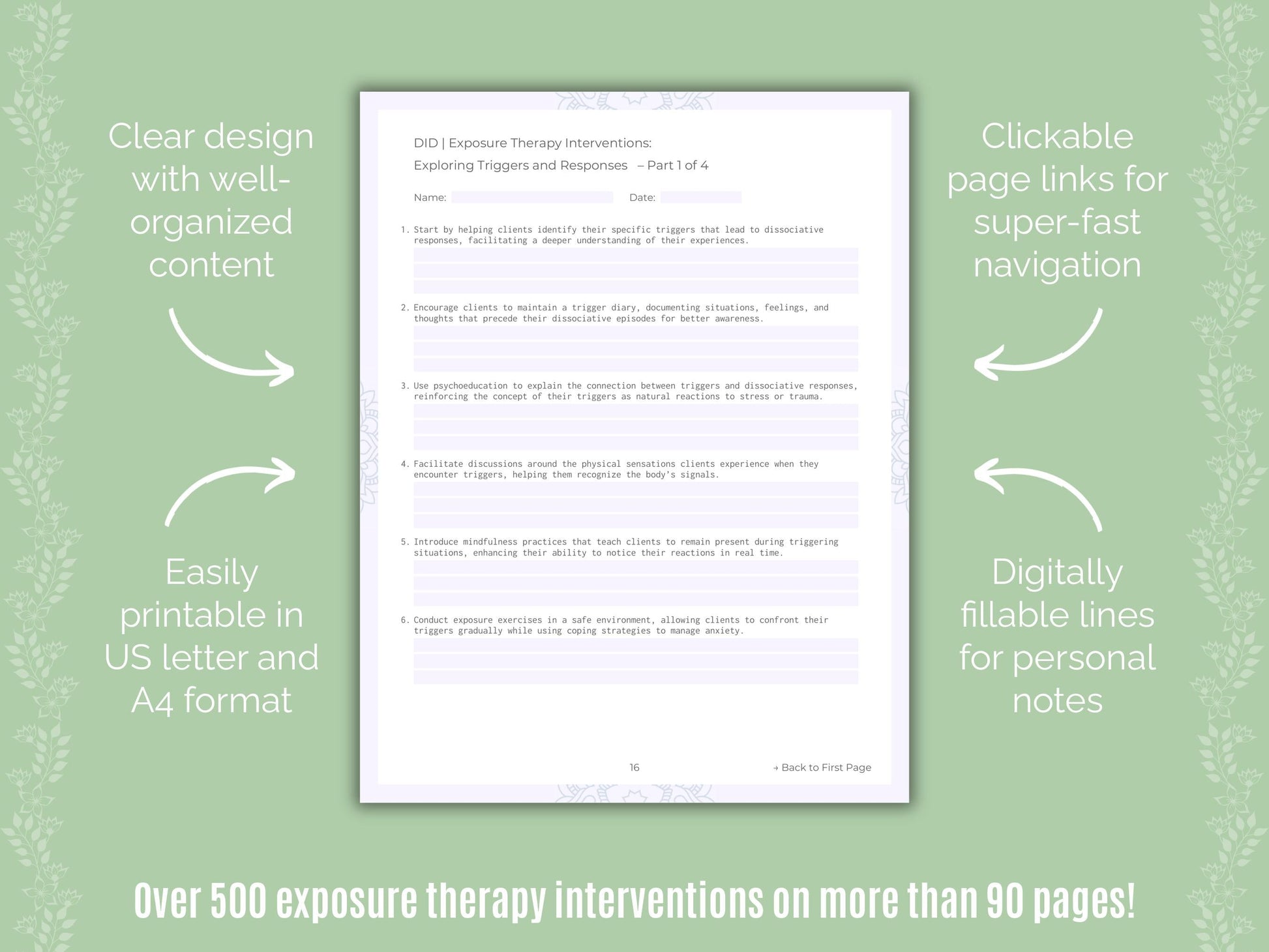 Dissociative Identity Disorder (DID) Exposure Therapy Counseling Templates