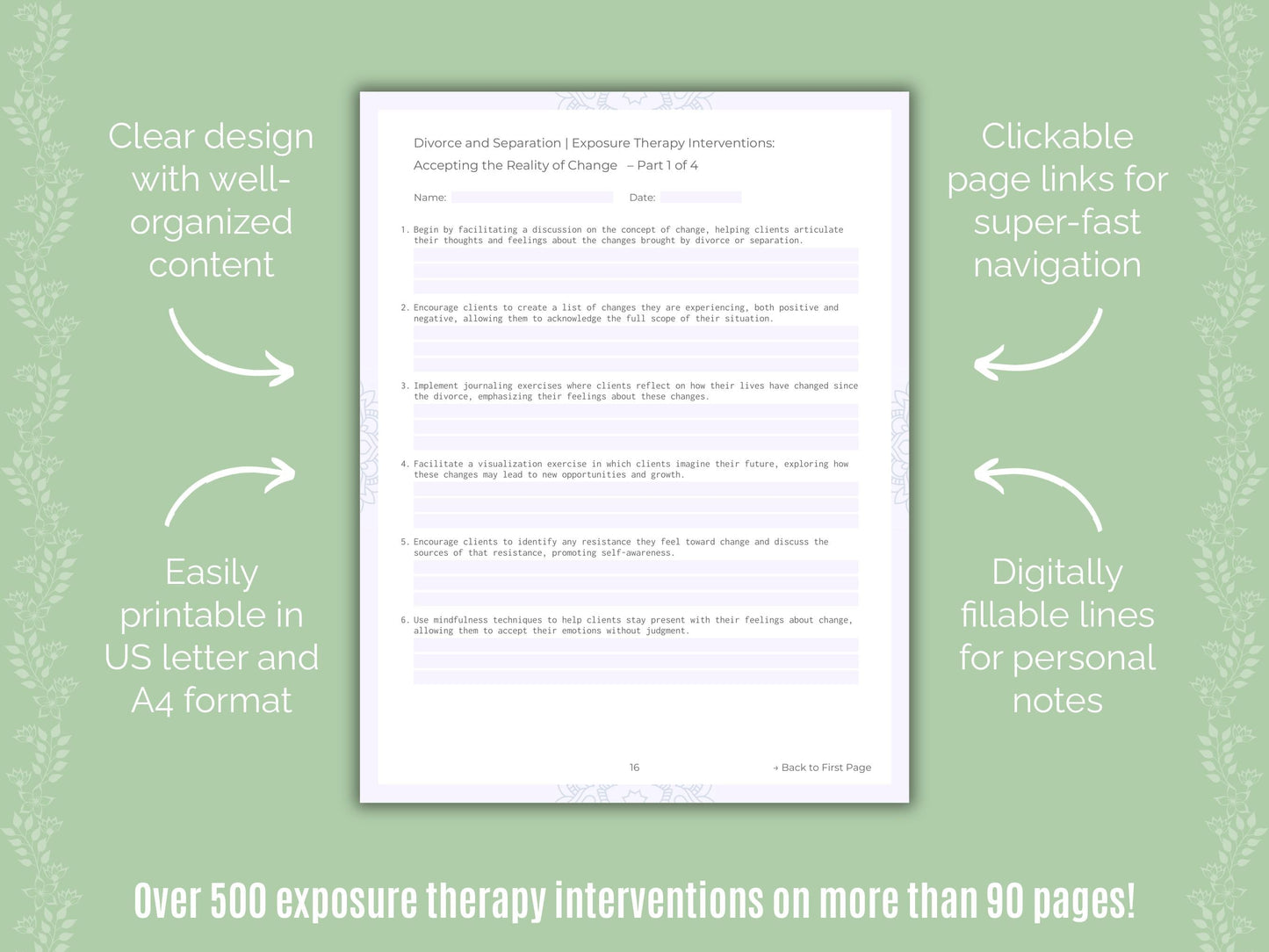 Divorce and Separation Exposure Therapy Counseling Templates