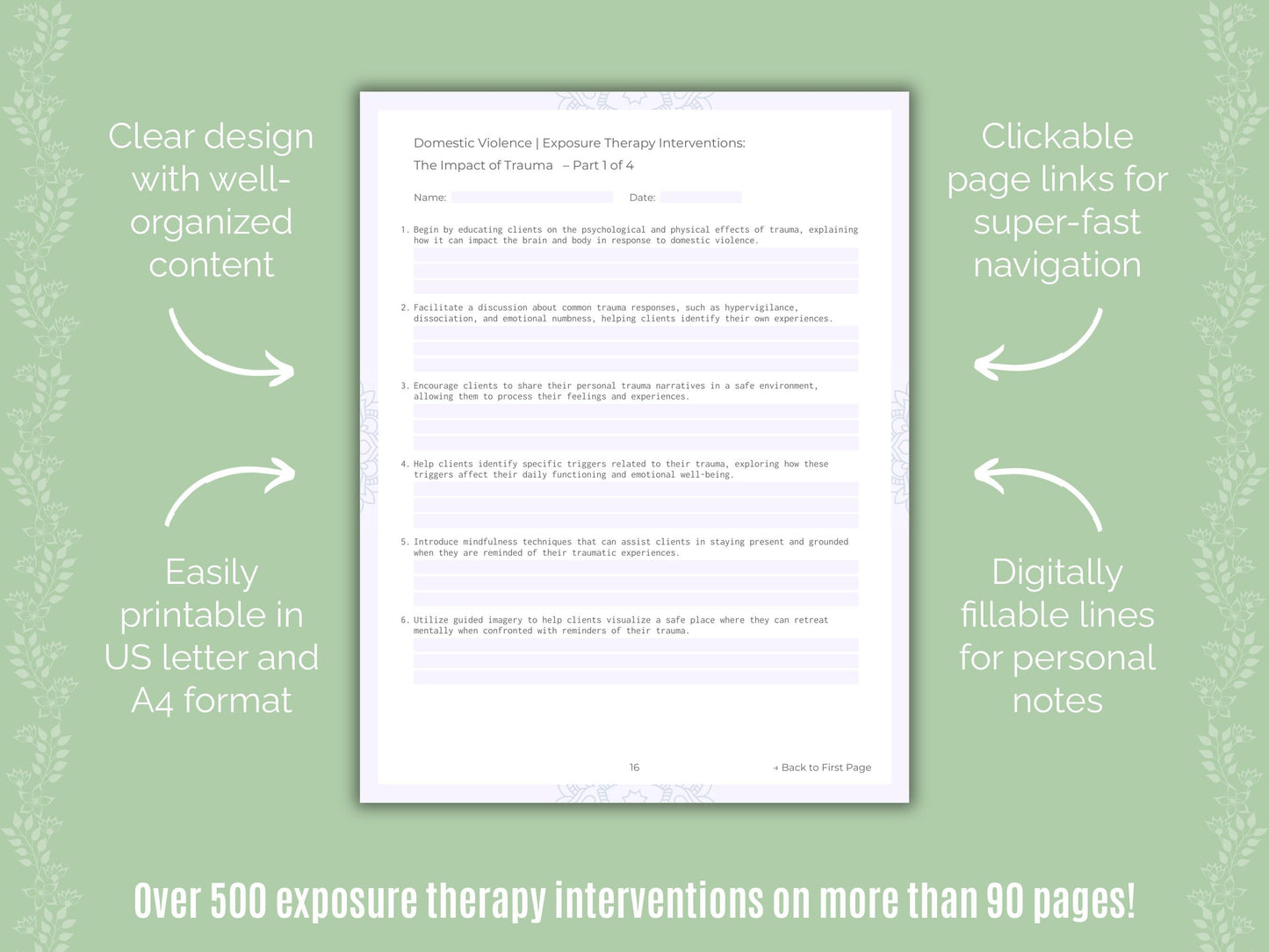 Domestic Violence Exposure Therapy Counseling Templates