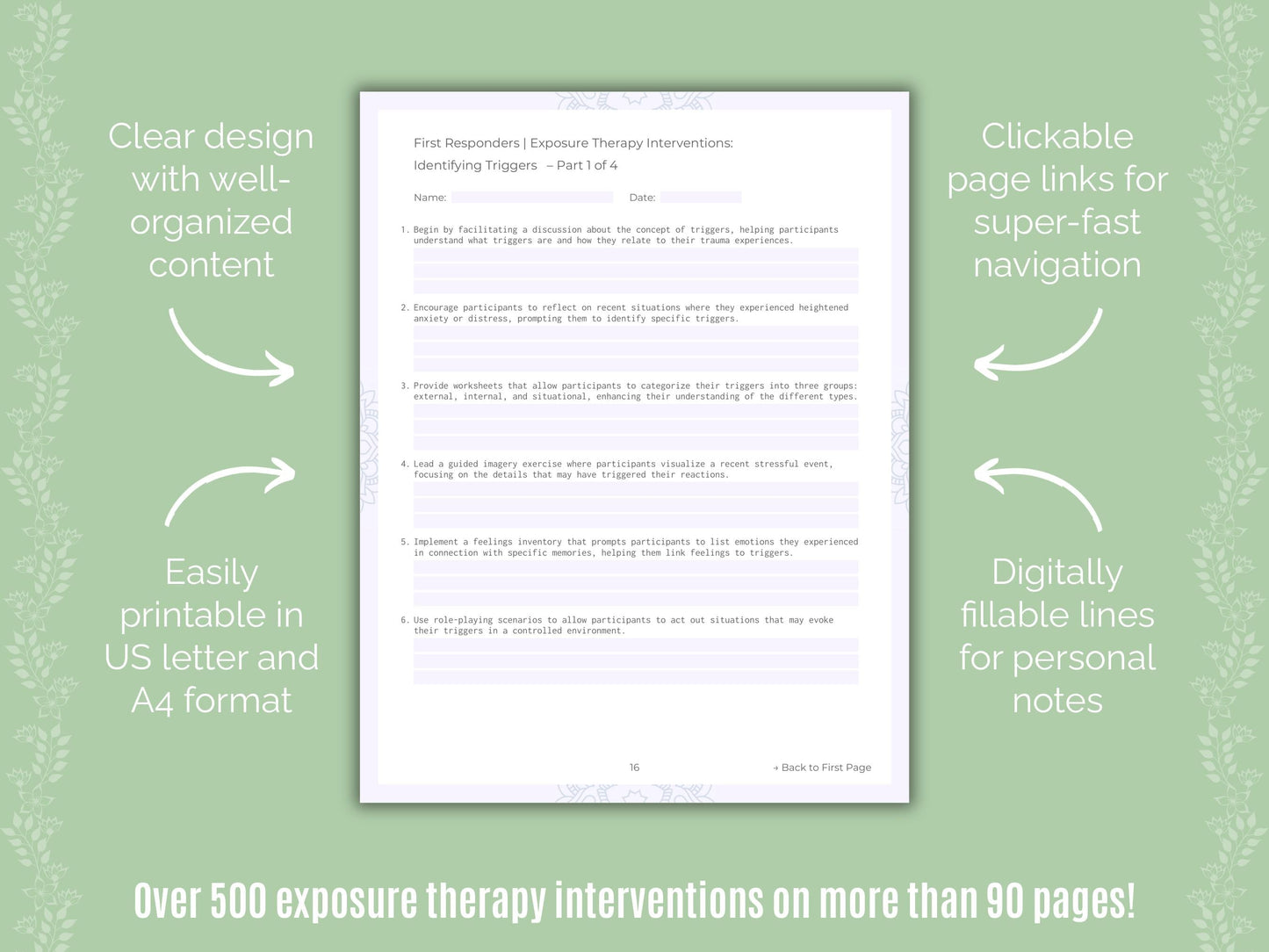 First Responders Exposure Therapy Counseling Templates