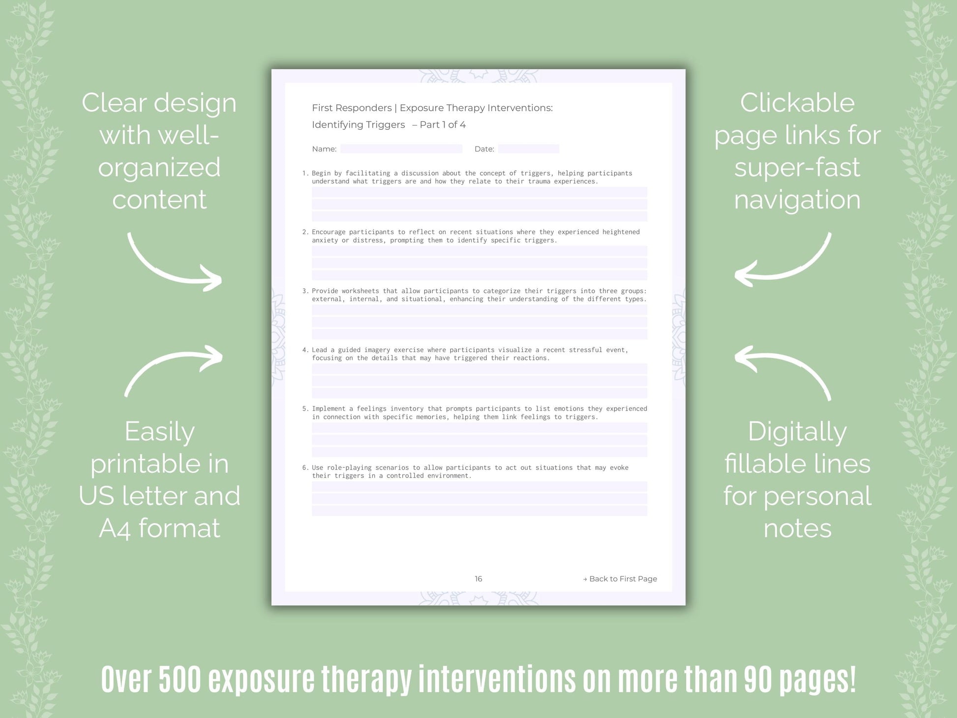 First Responders Exposure Therapy Counseling Templates