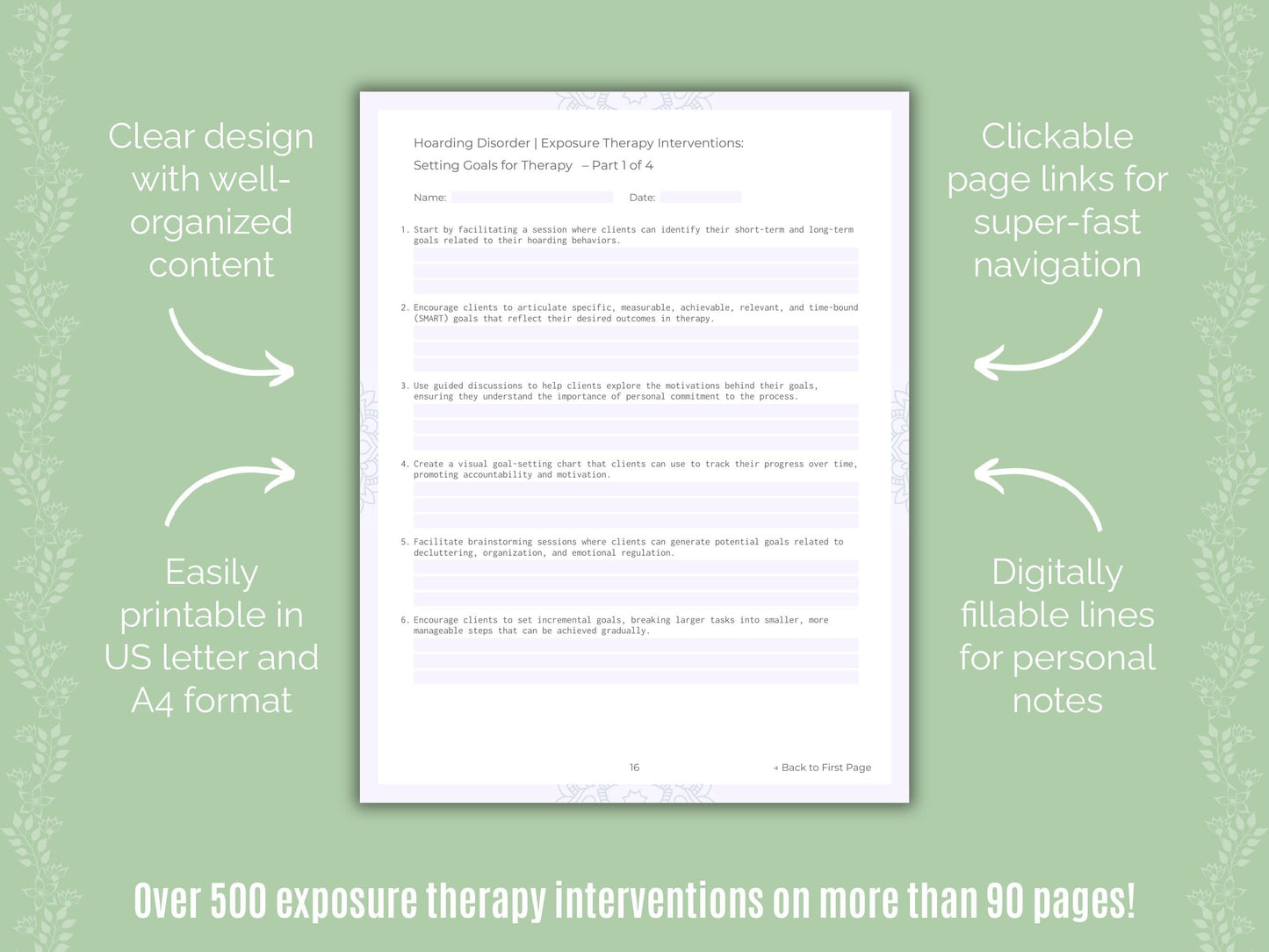 Hoarding Disorder Exposure Therapy Counseling Templates