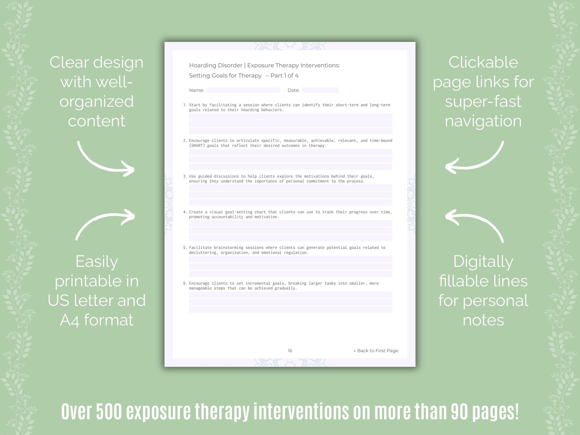 Hoarding Disorder Exposure Therapy Counseling Templates