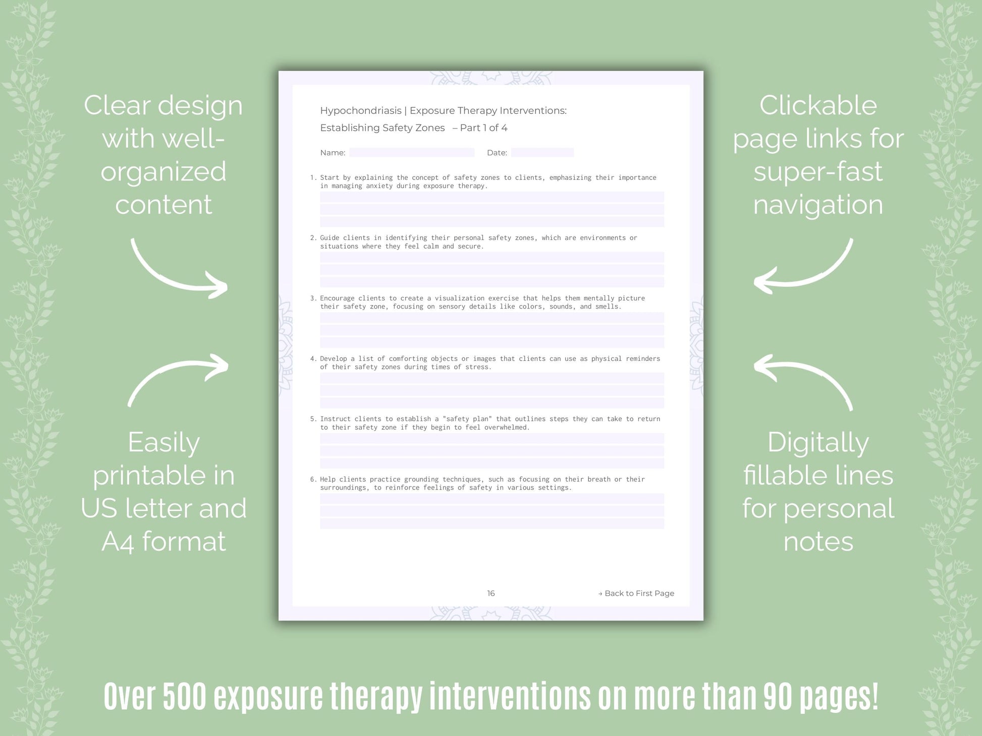 Hypochondriasis Exposure Therapy Counseling Templates