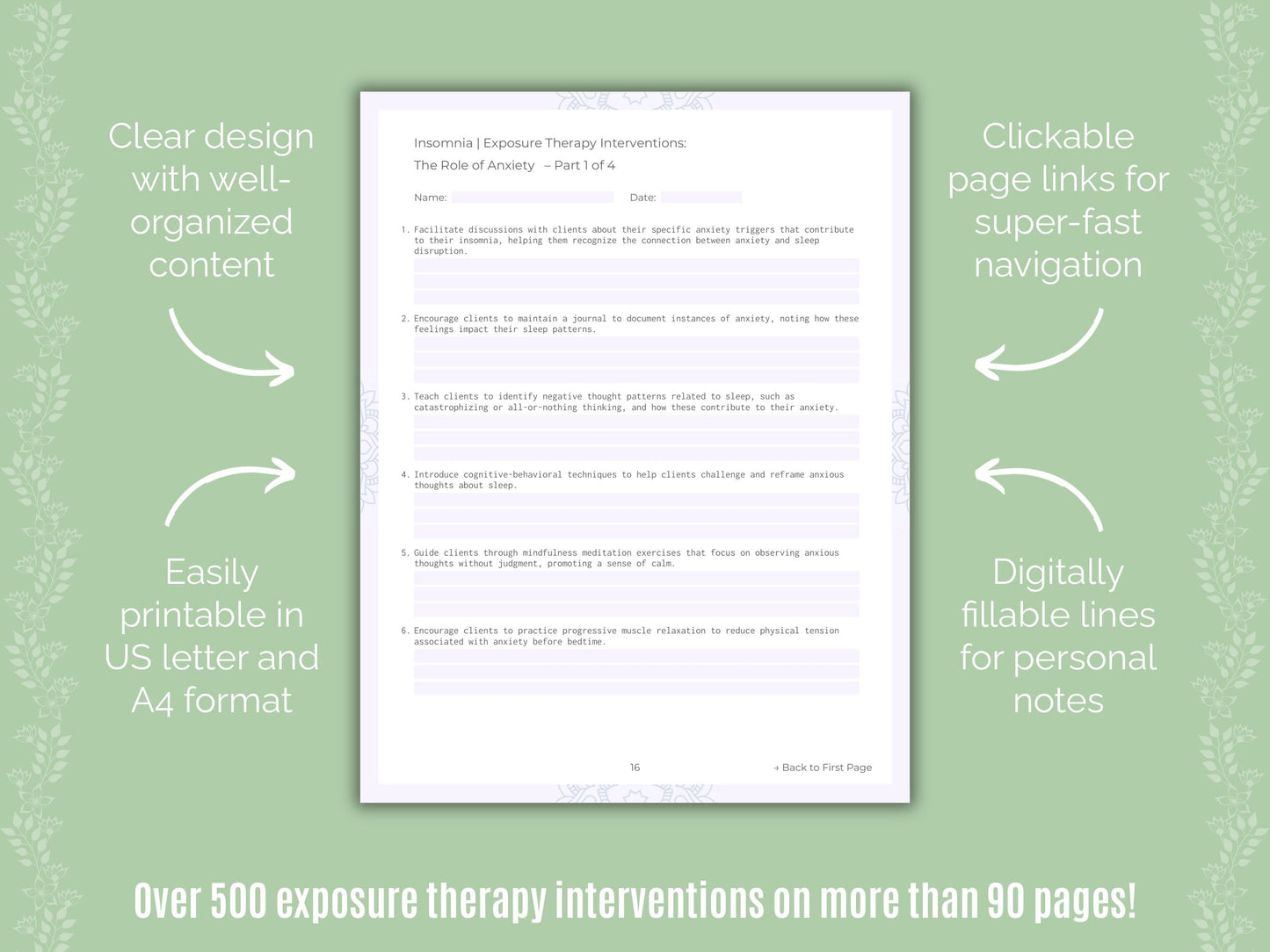 Insomnia Exposure Therapy Counseling Templates