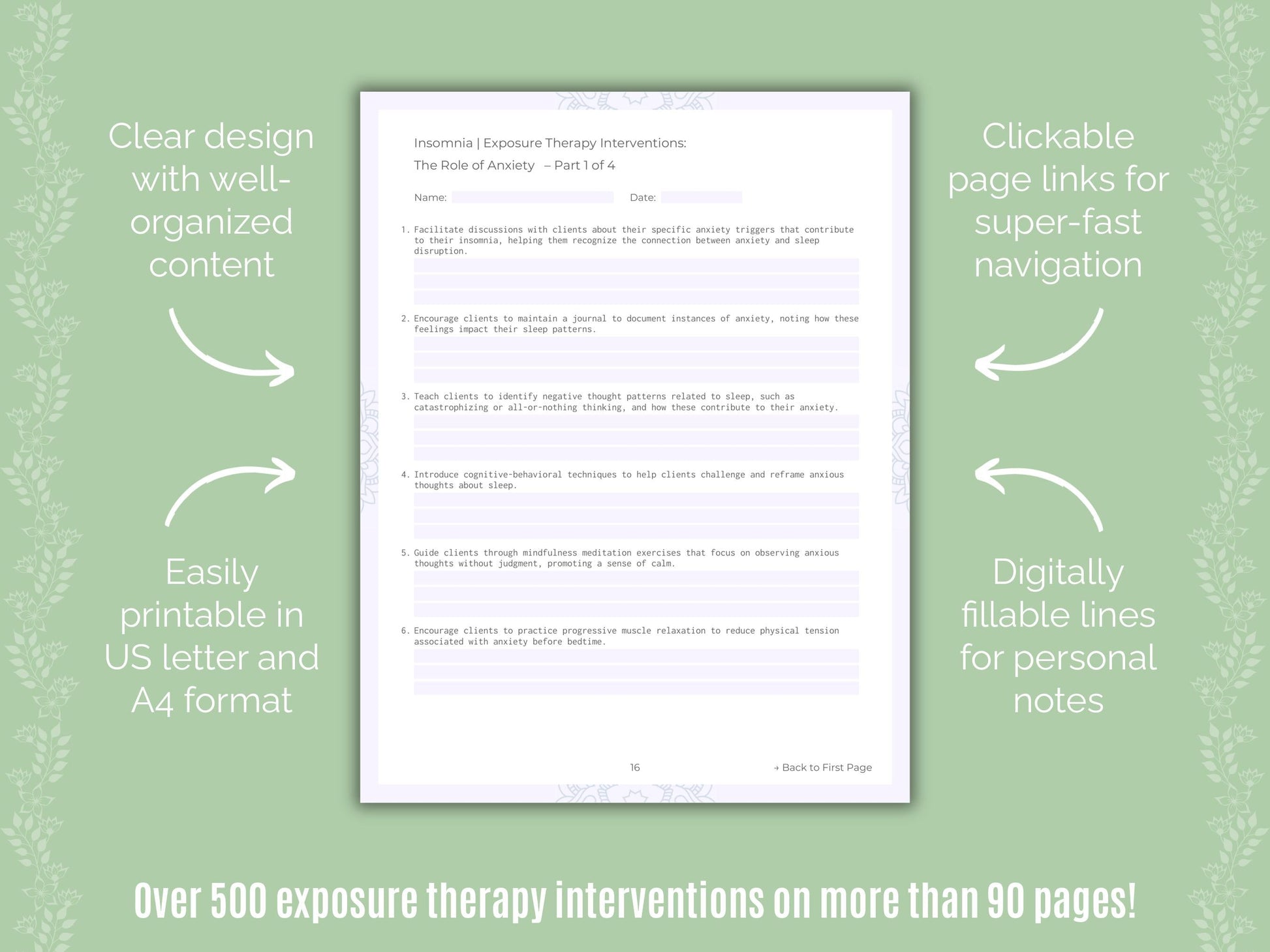 Insomnia Exposure Therapy Counseling Templates